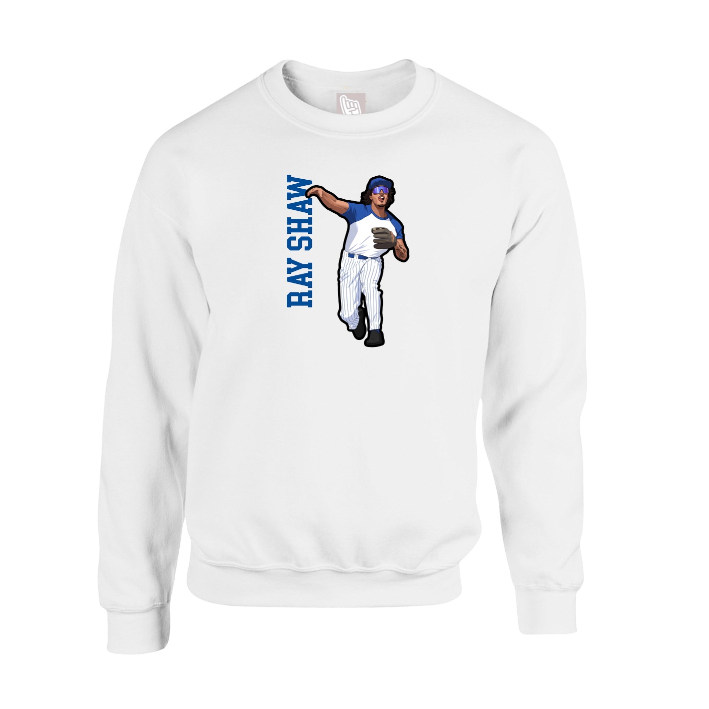 Fleece Crew — Name Vertical in White