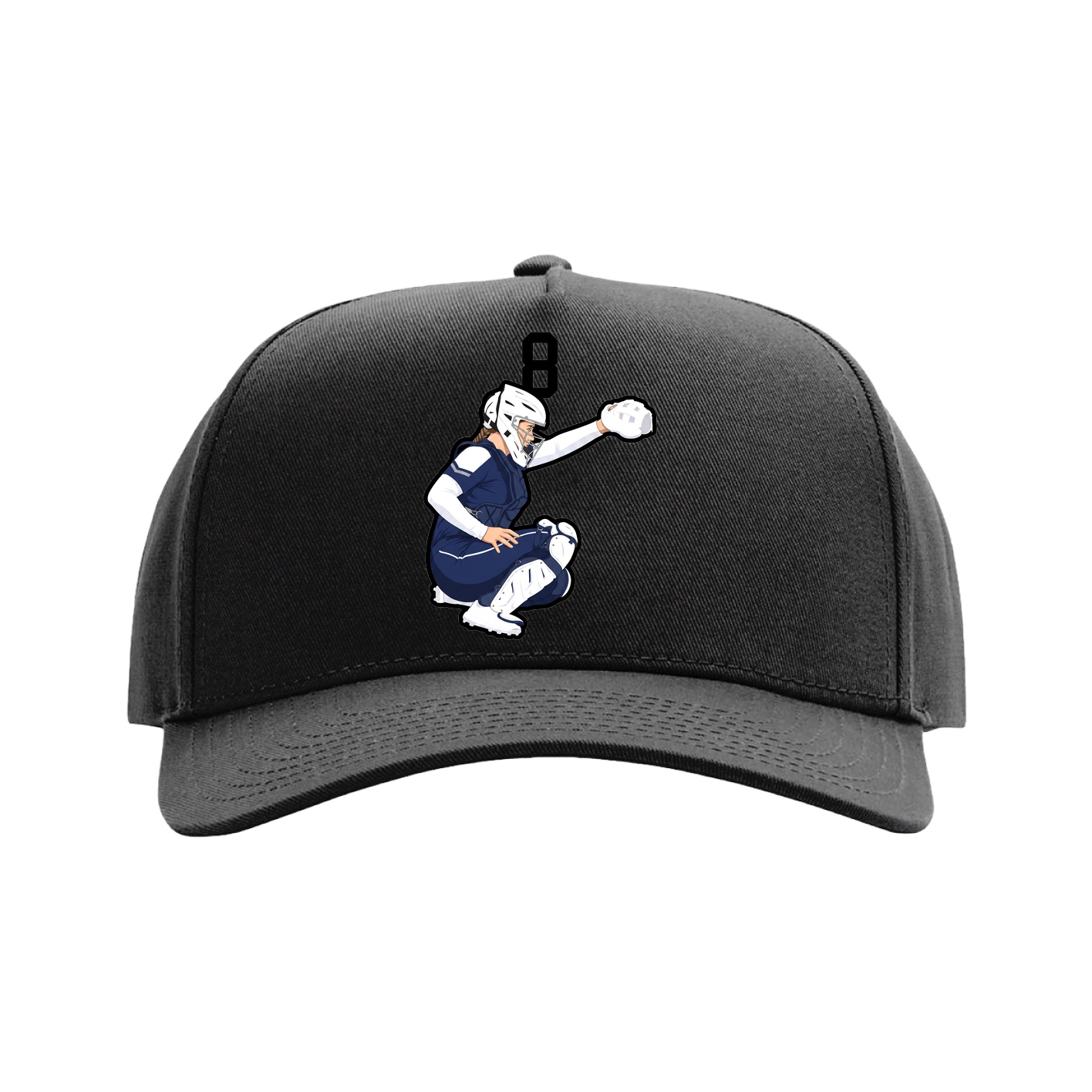 Full Fabric Five-Panel Champ Cap — Number Top in Black