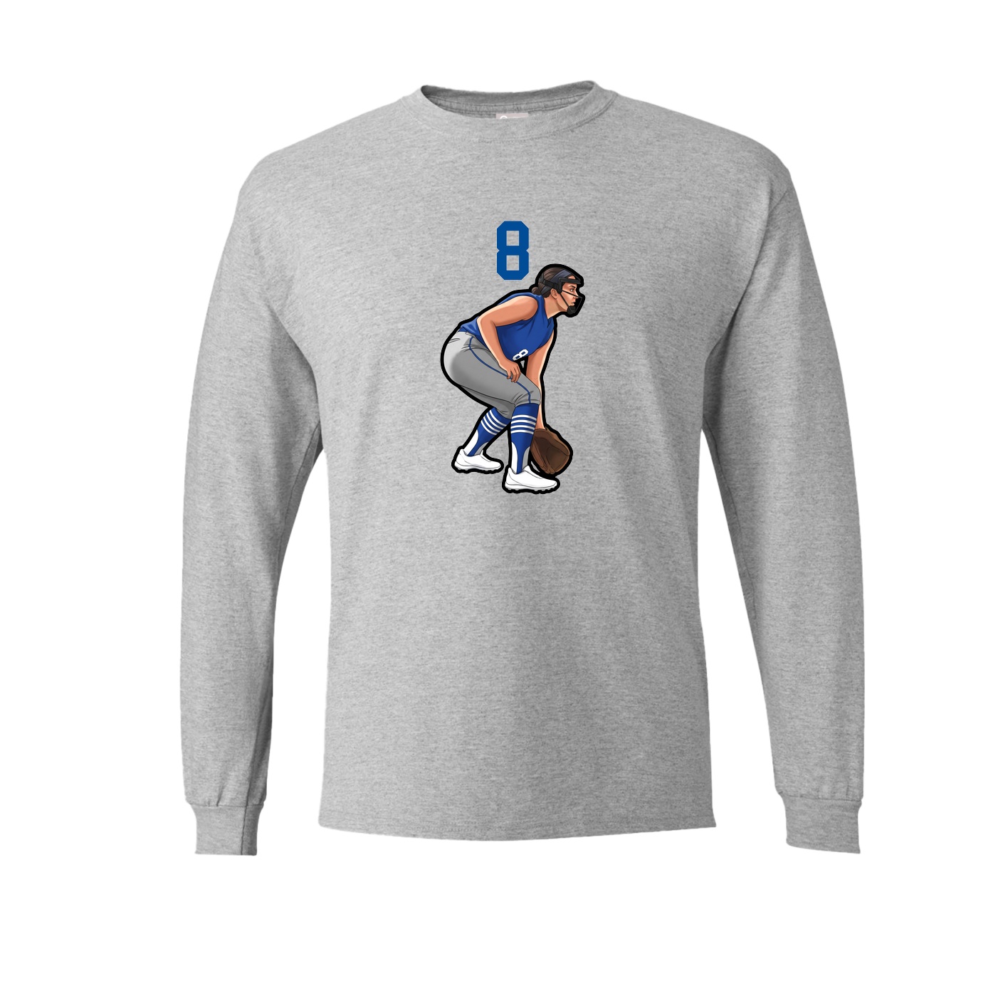 Long Sleeve Tee — Number Top in Grey
