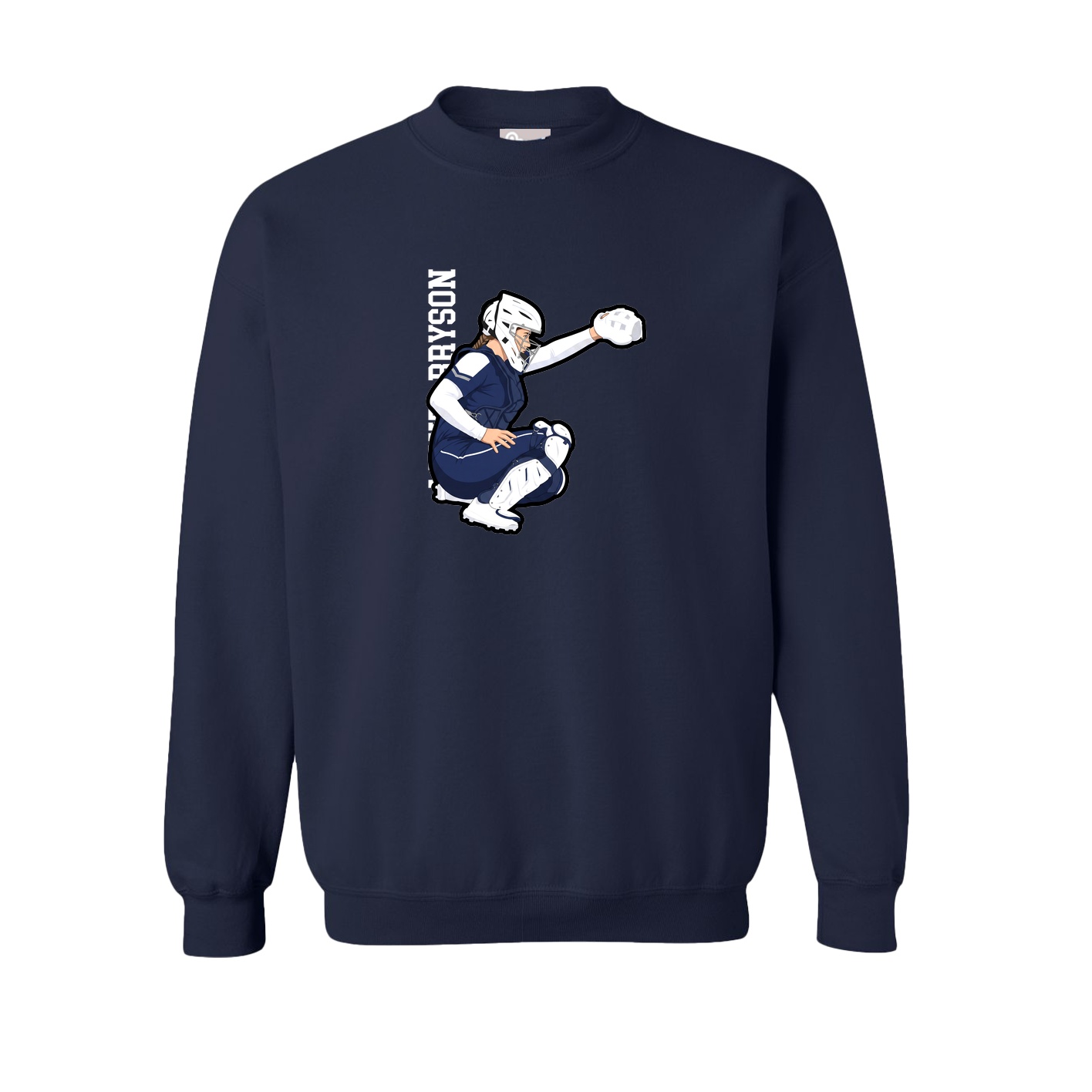 Fleece Crew — Name Vertical in Navy
