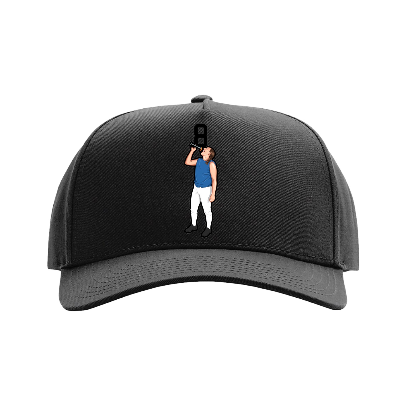 Full Fabric Five-Panel Champ Cap — Number Top in Black