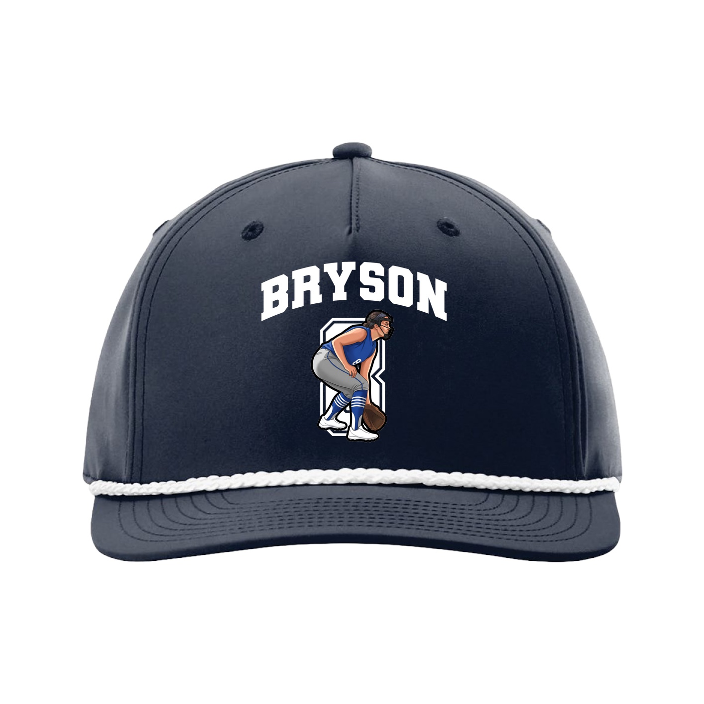 Five-Panel Classic Rope Cap — Number in Navy