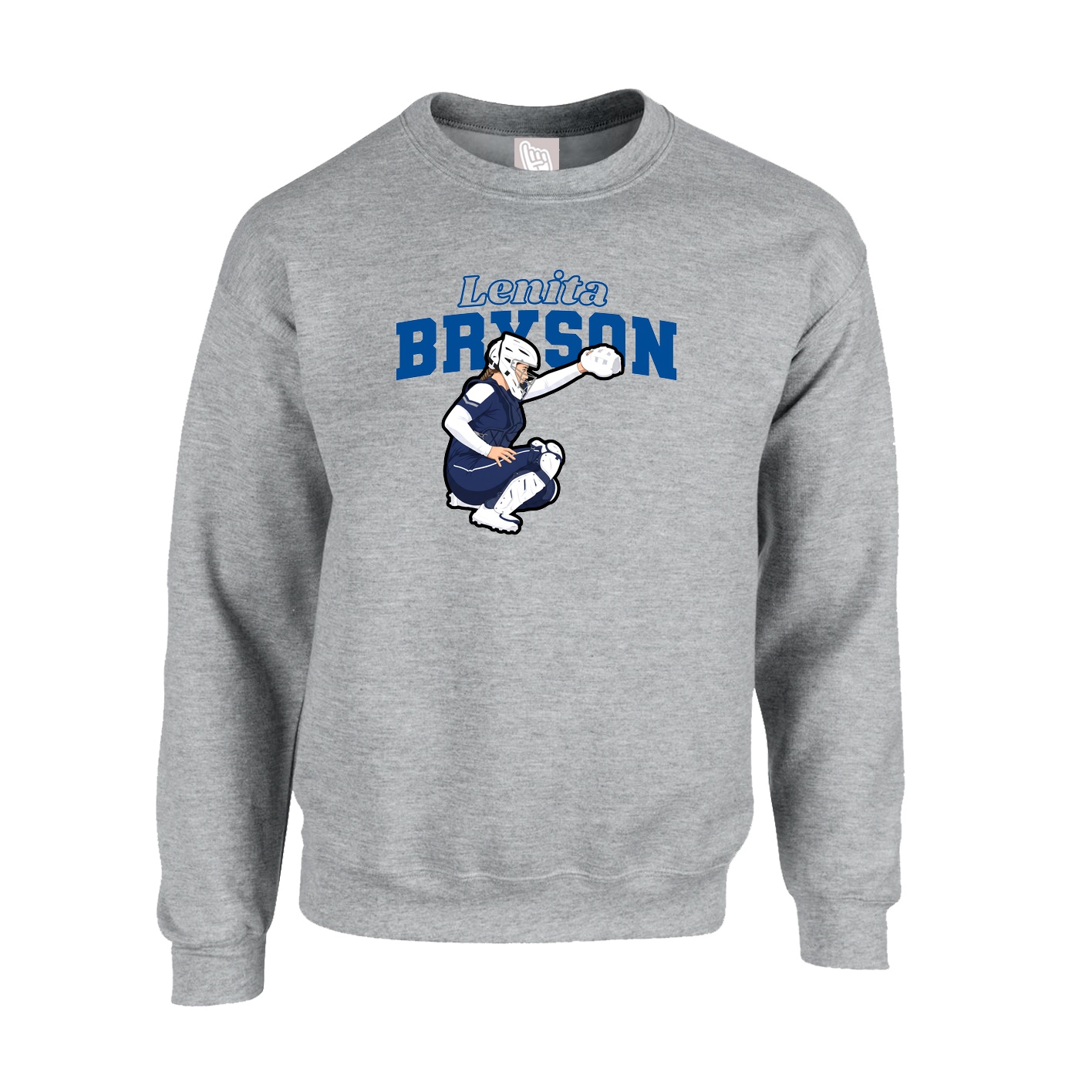 Fleece Crew — Name Arch in Grey