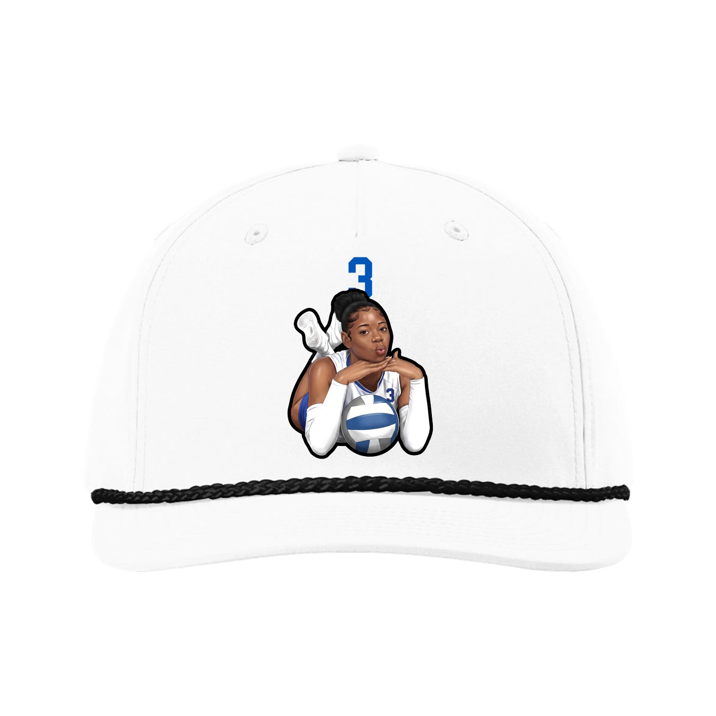 Five-Panel Classic Rope Cap — Number Top in White
