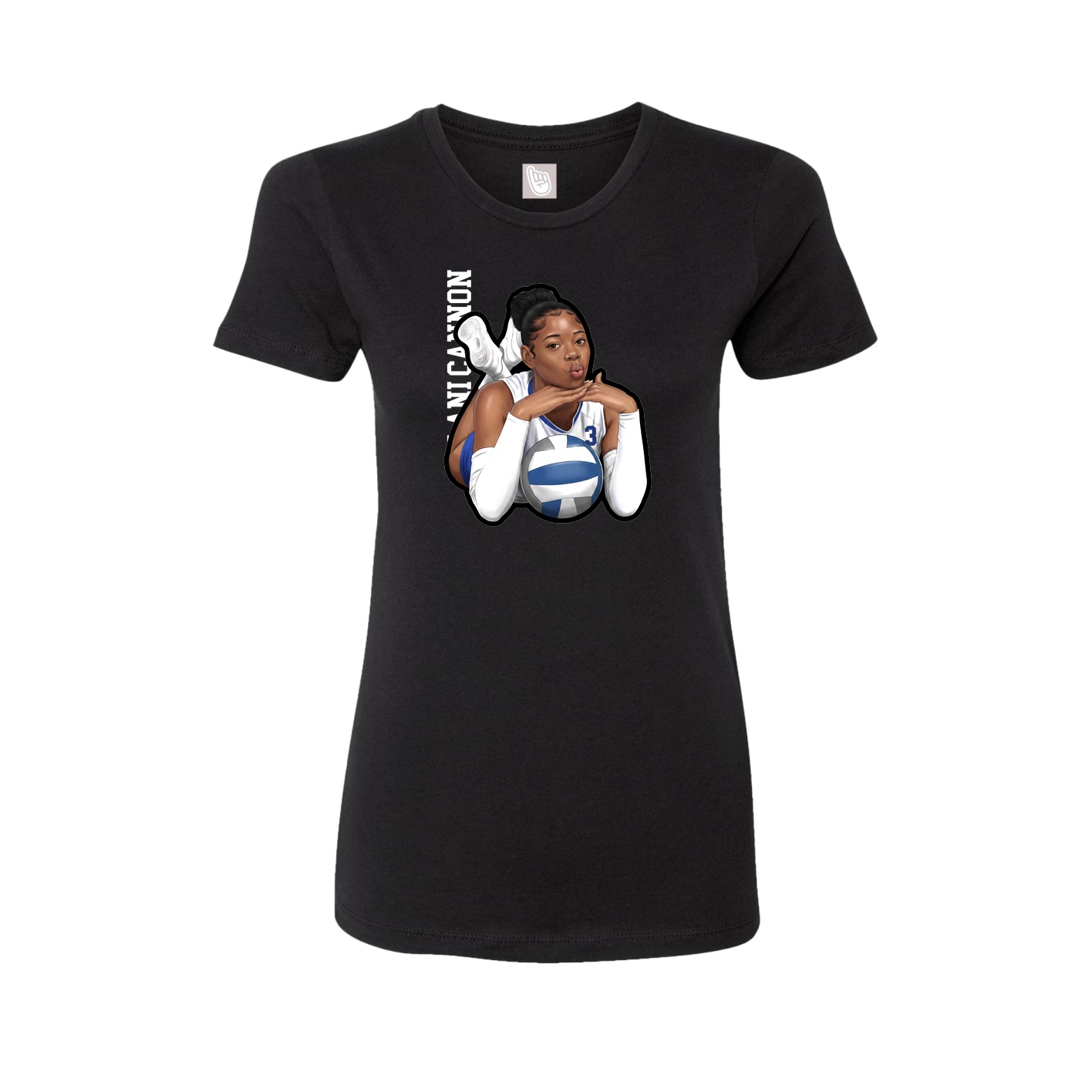 Womens Tee — Name Vertical in Black
