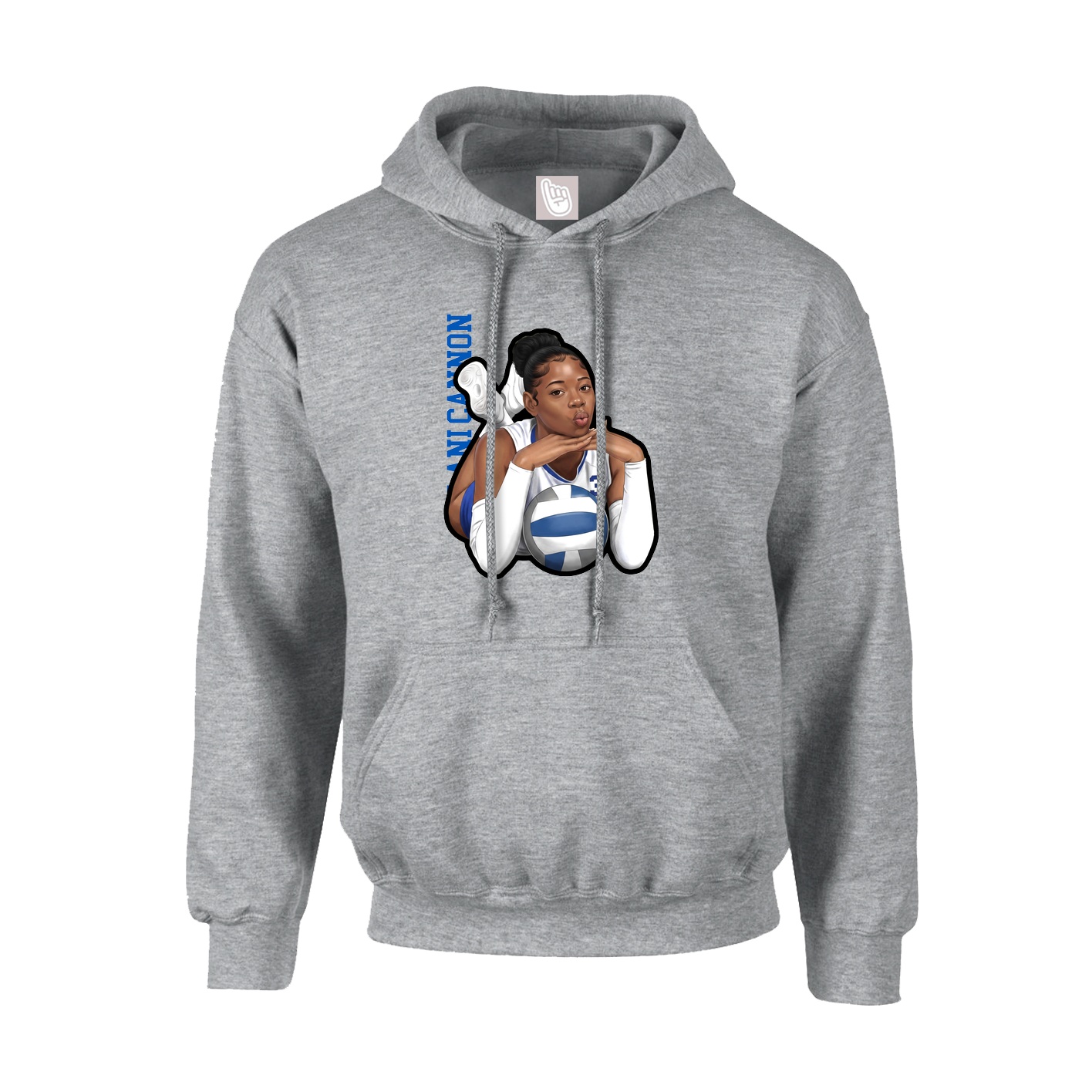 Hoodie — Name Vertical in Grey