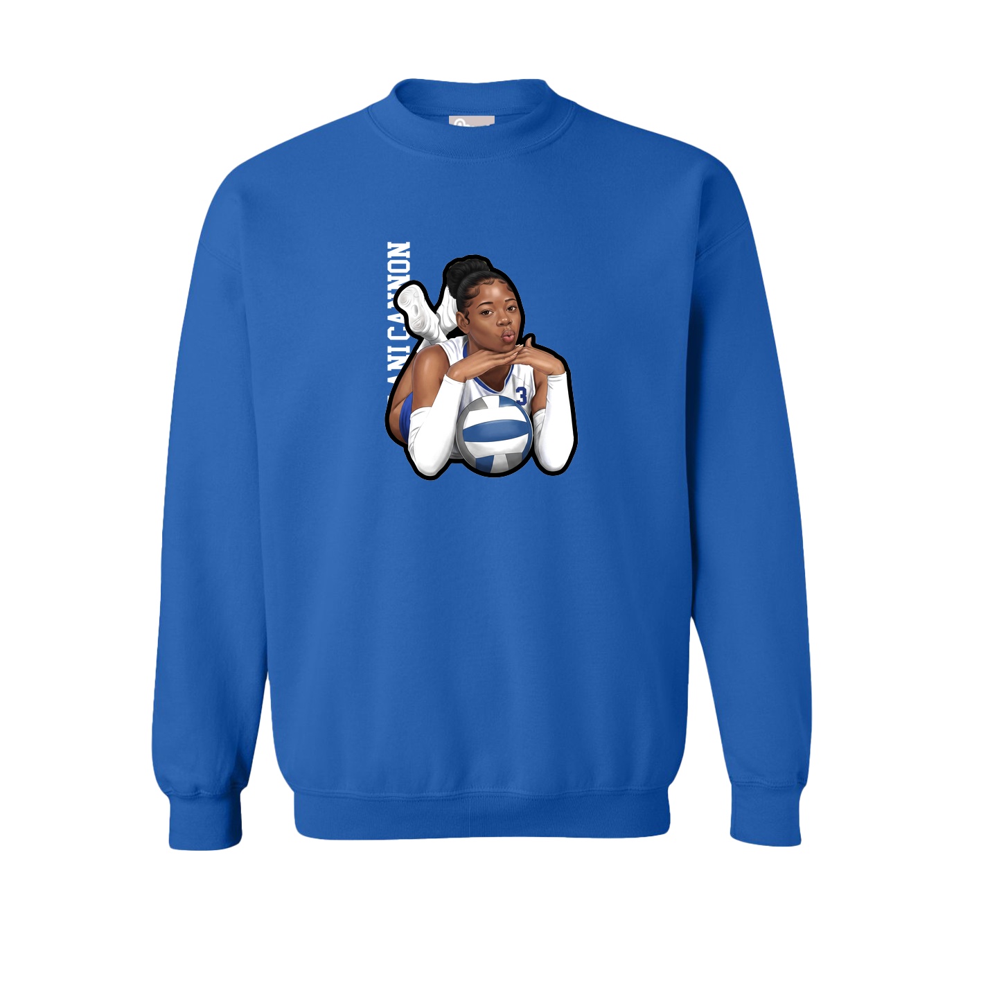 Fleece Crew — Name Vertical in Royal