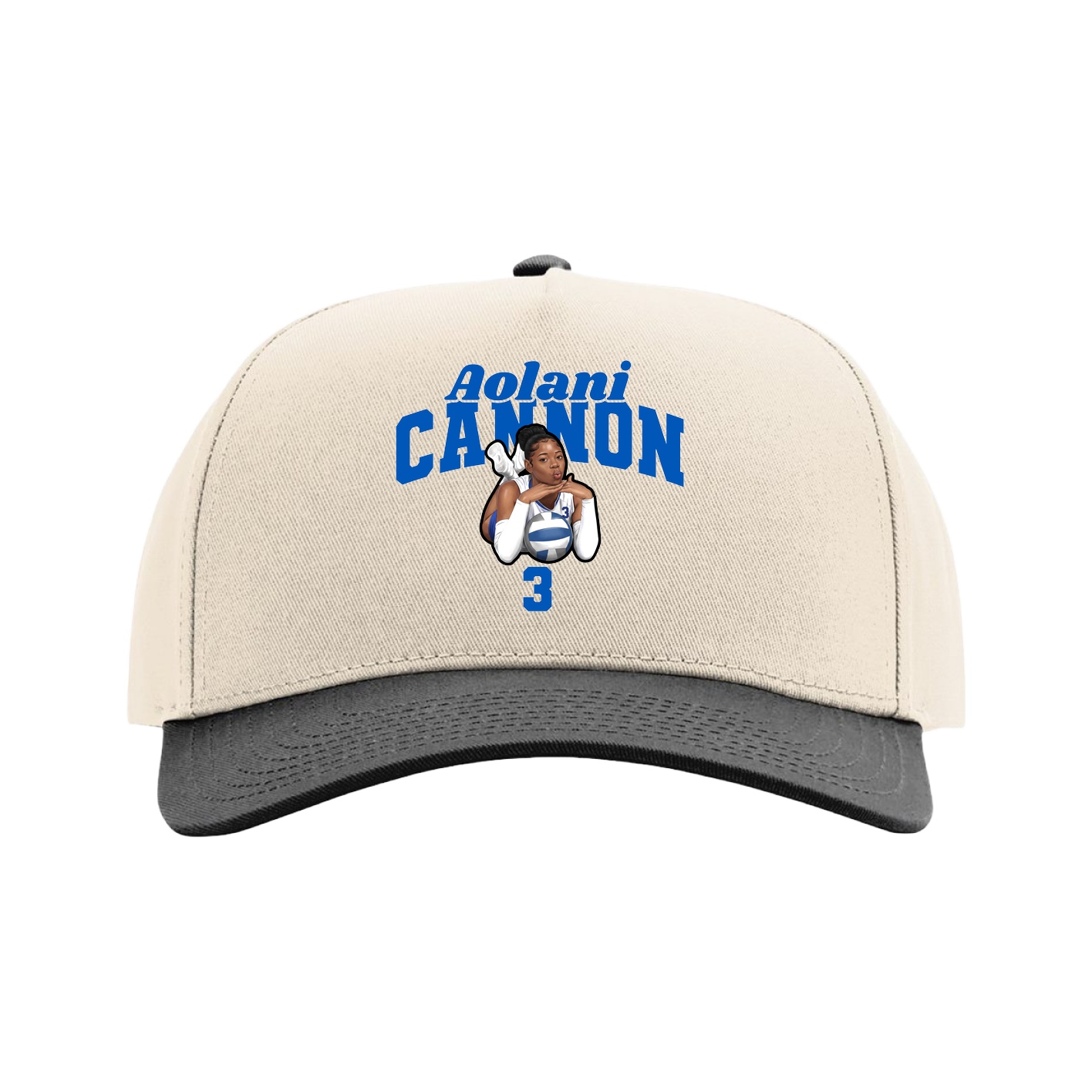 Full Fabric Five-Panel Champ Cap — Signature Arch in Cream/Black