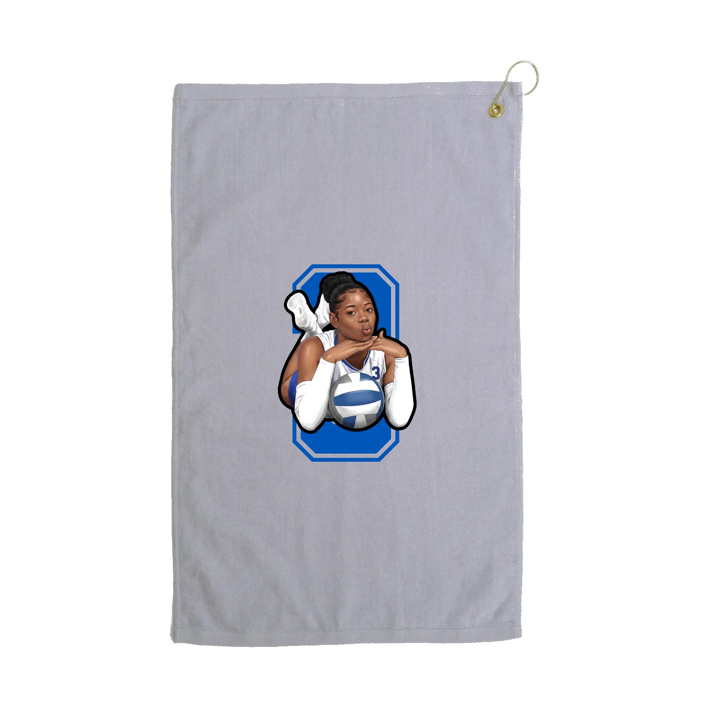Golf Towel — Number in Grey