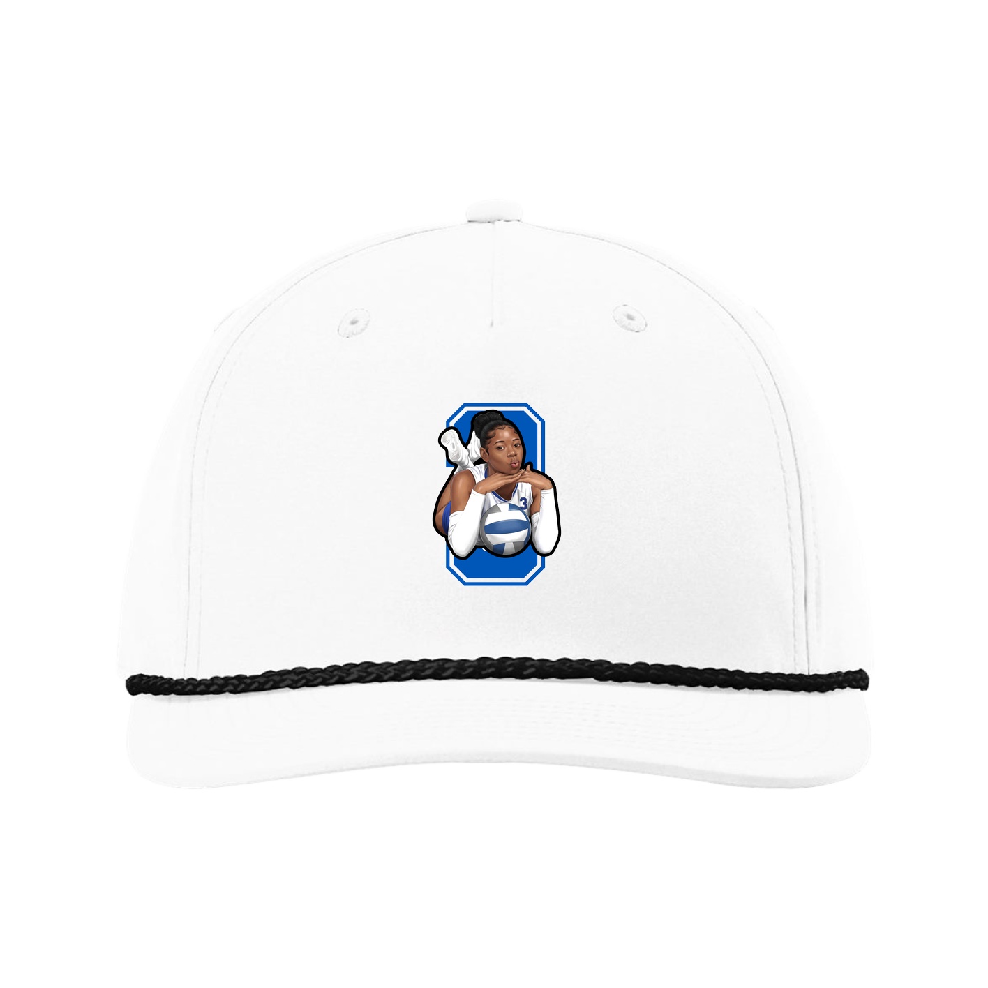 Five-Panel Classic Rope Cap — Number in White