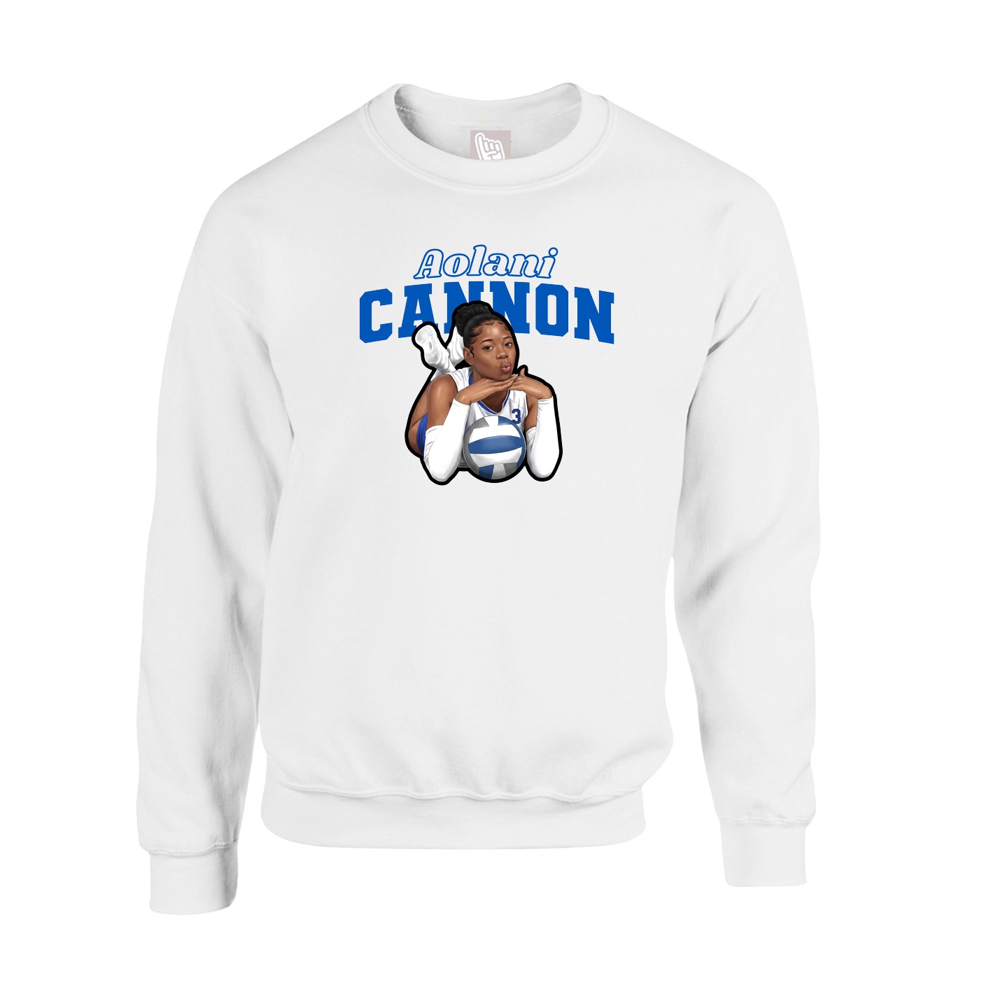 Fleece Crew — Name Arch in White