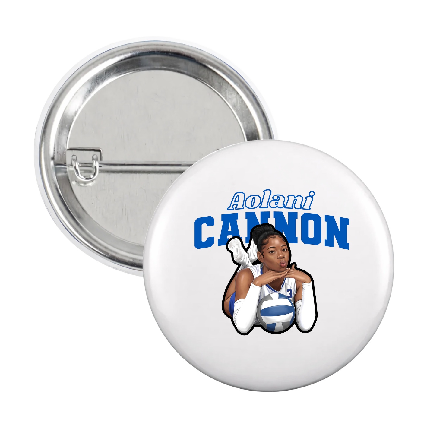 Game Day Button — Name Arch in White