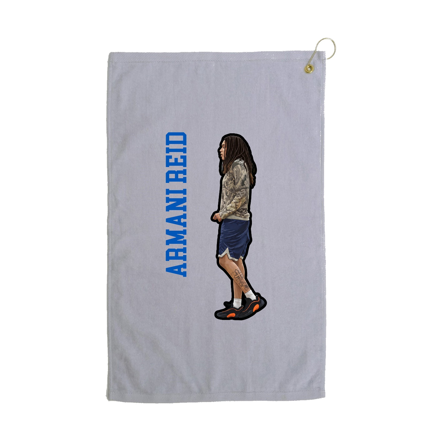 Golf Towel — Name Vertical in Grey