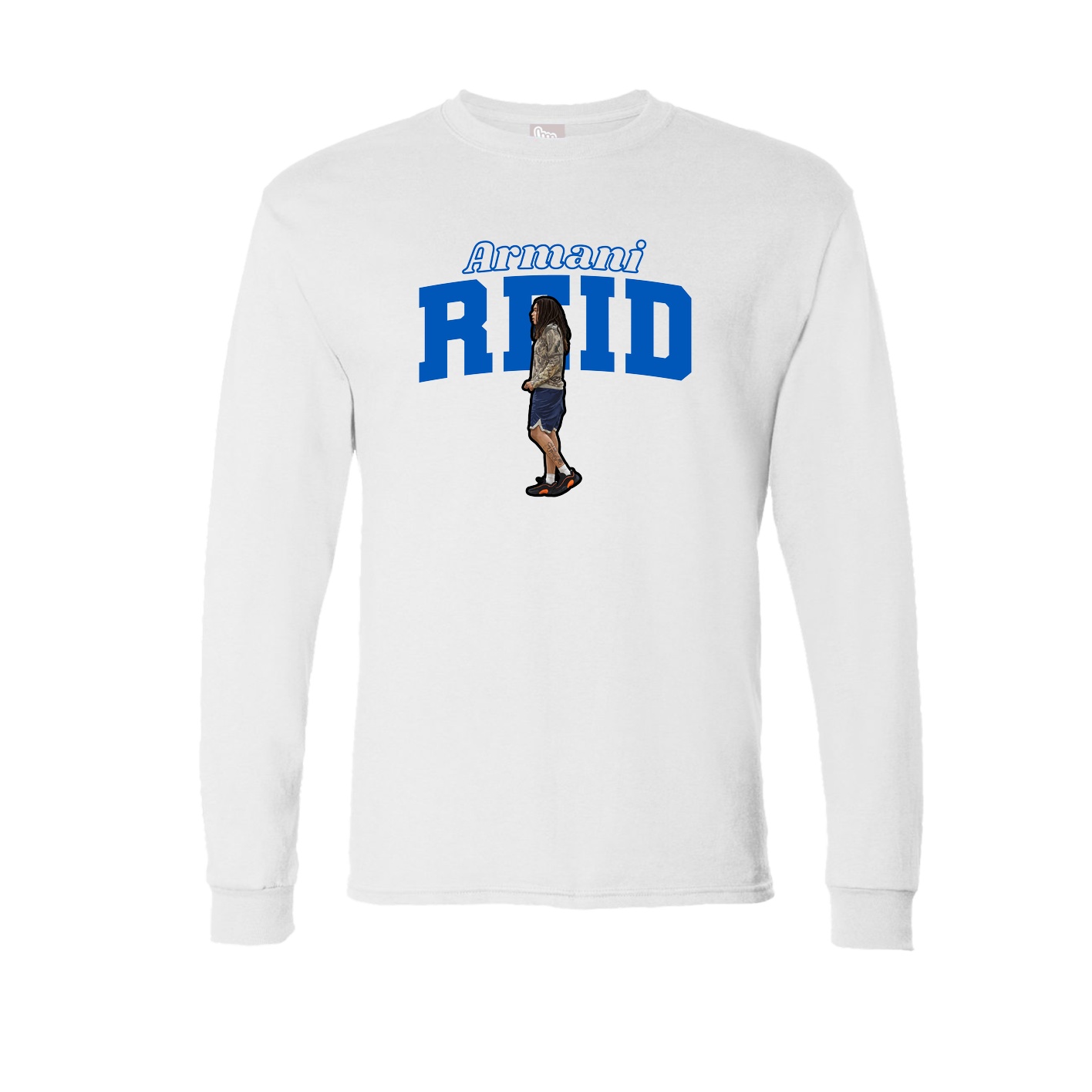 Long Sleeve Tee — Name Arch in White