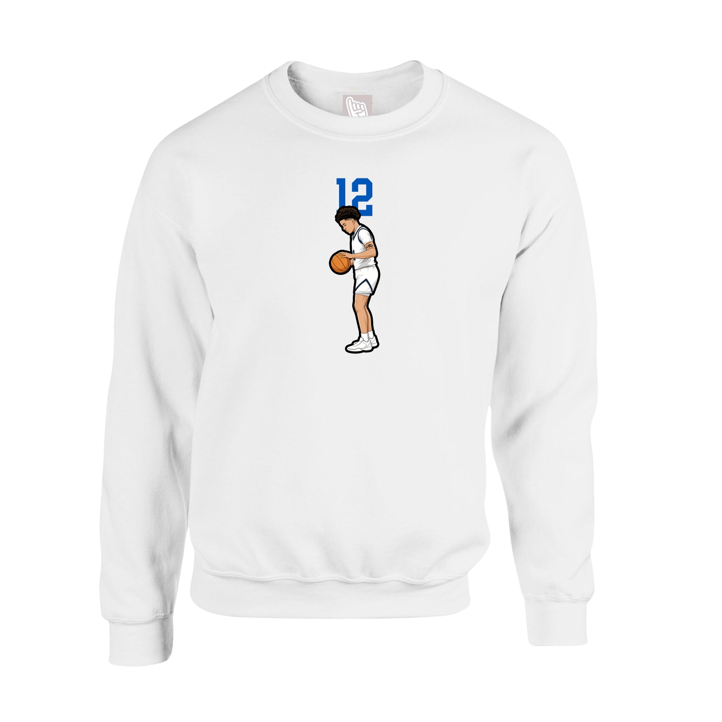 Fleece Crew — Number Top in White