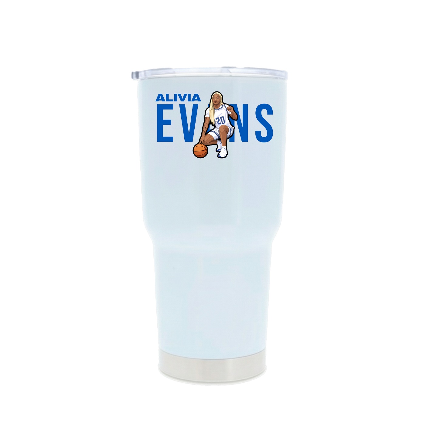 30oz Stainless Steel Tumbler — Player Name in White