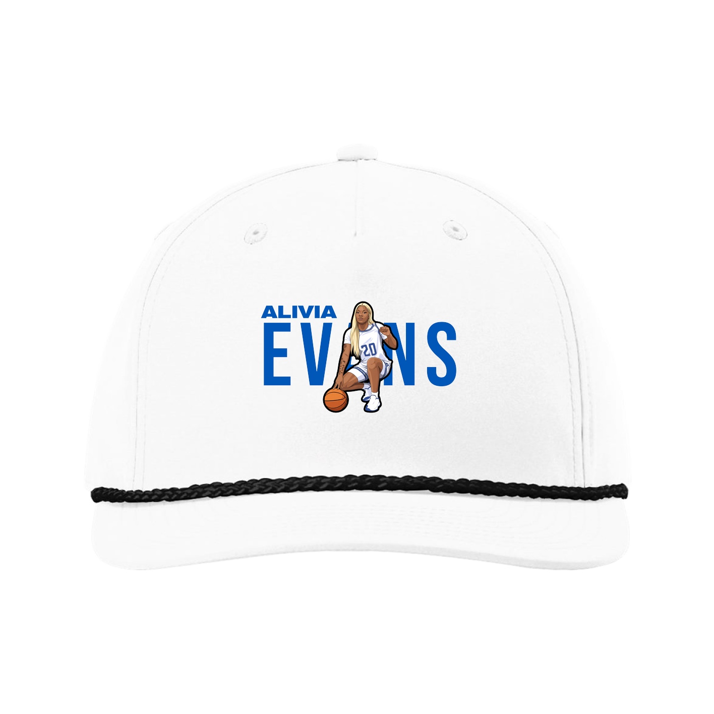 Five-Panel Classic Rope Cap — Player Name in White