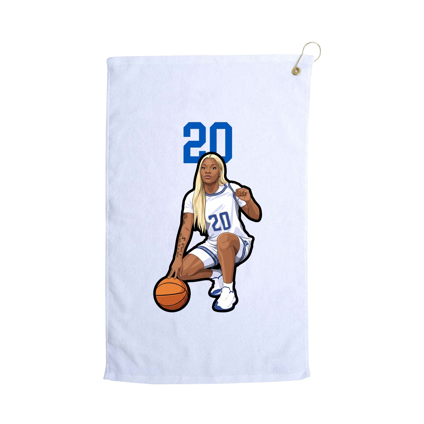 Golf Towel — Number Top in White