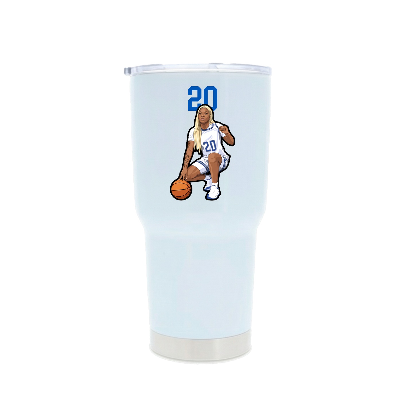 30oz Stainless Steel Tumbler — Number Top in White