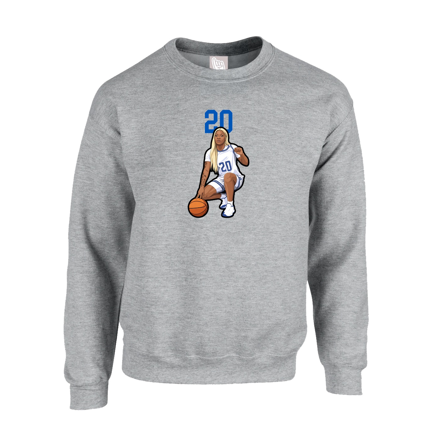 Fleece Crew — Number Top in Grey