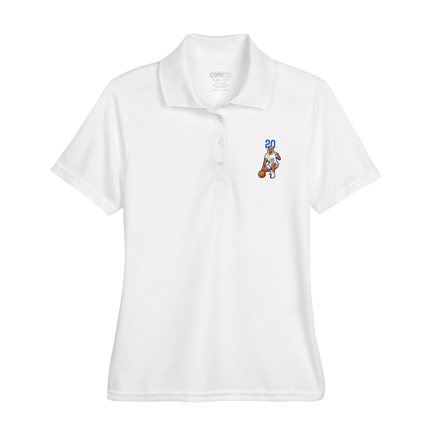 Womens Performance Polo — Number Top in White