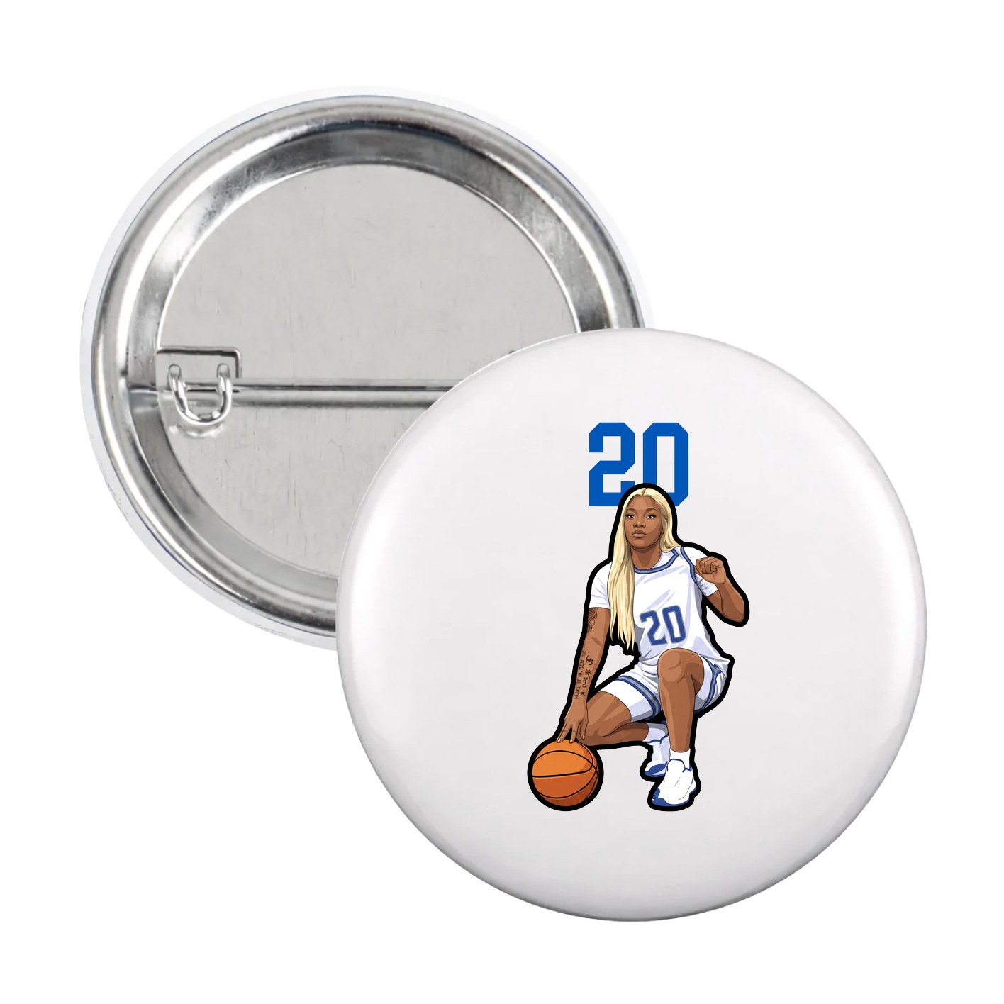 Game Day Button — Number Top in White