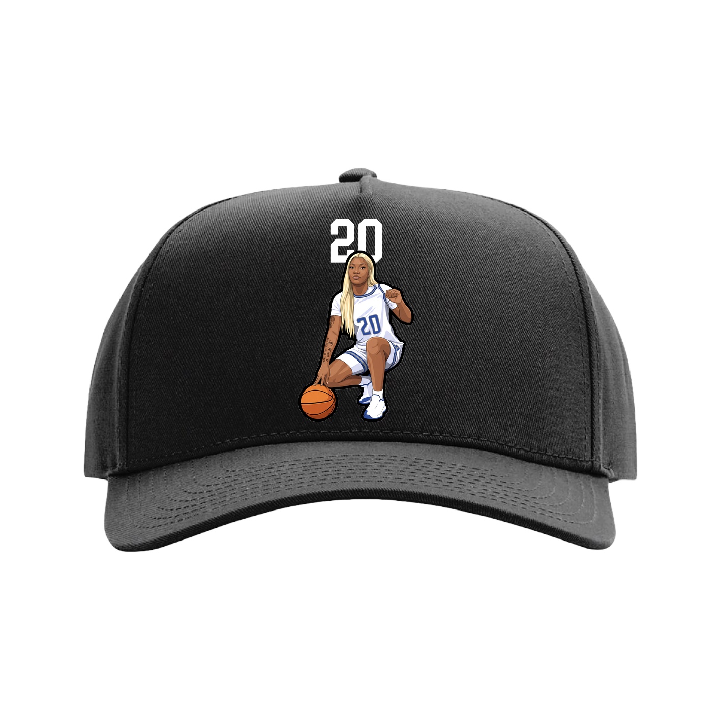 Full Fabric Five-Panel Champ Cap — Number Top in Black