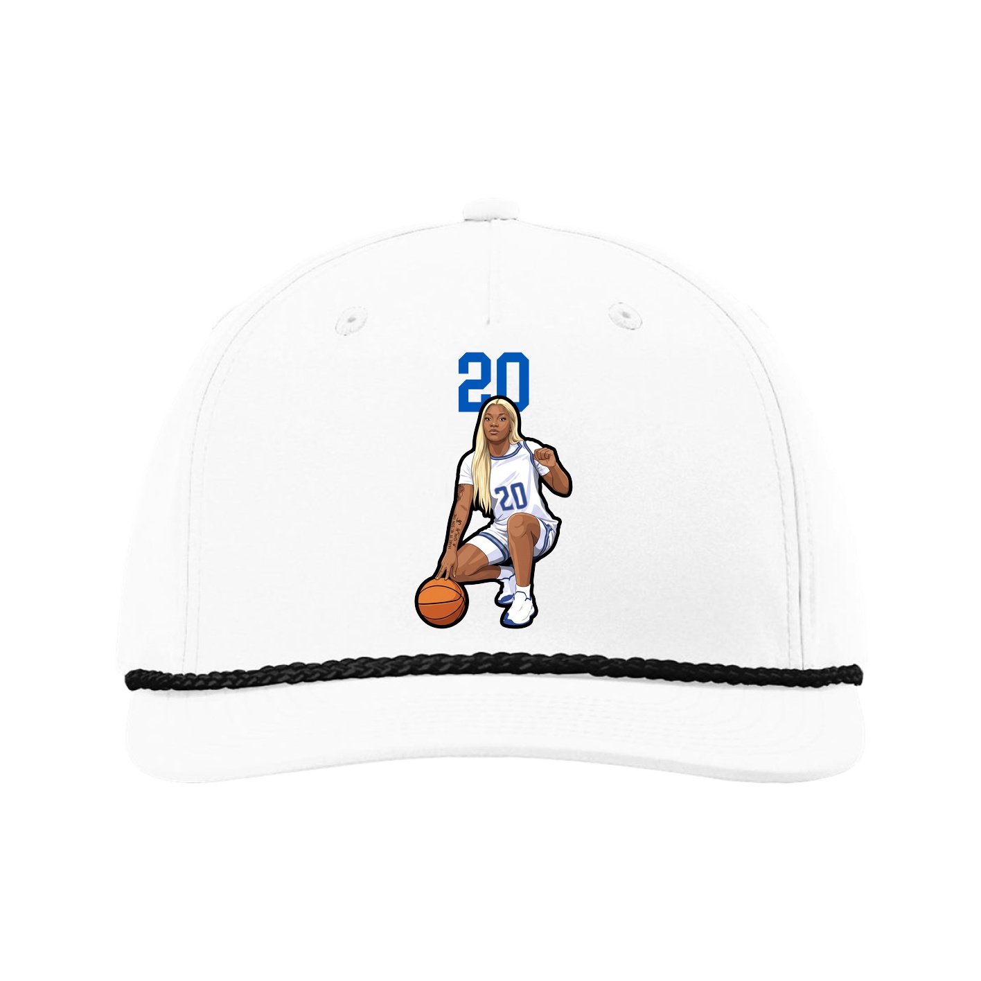 Five-Panel Classic Rope Cap — Number Top in White