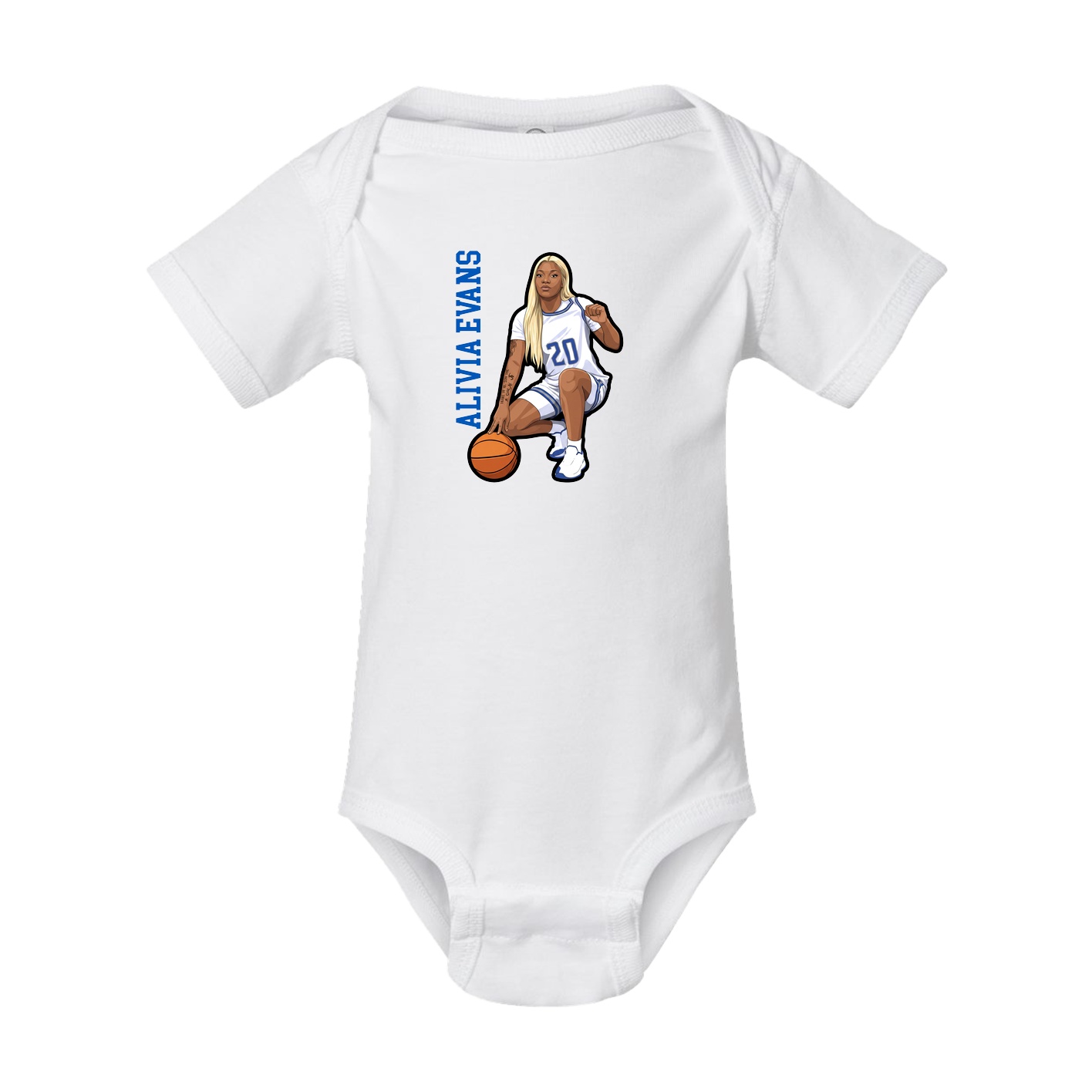 Baby Onesie — Name Vertical in White