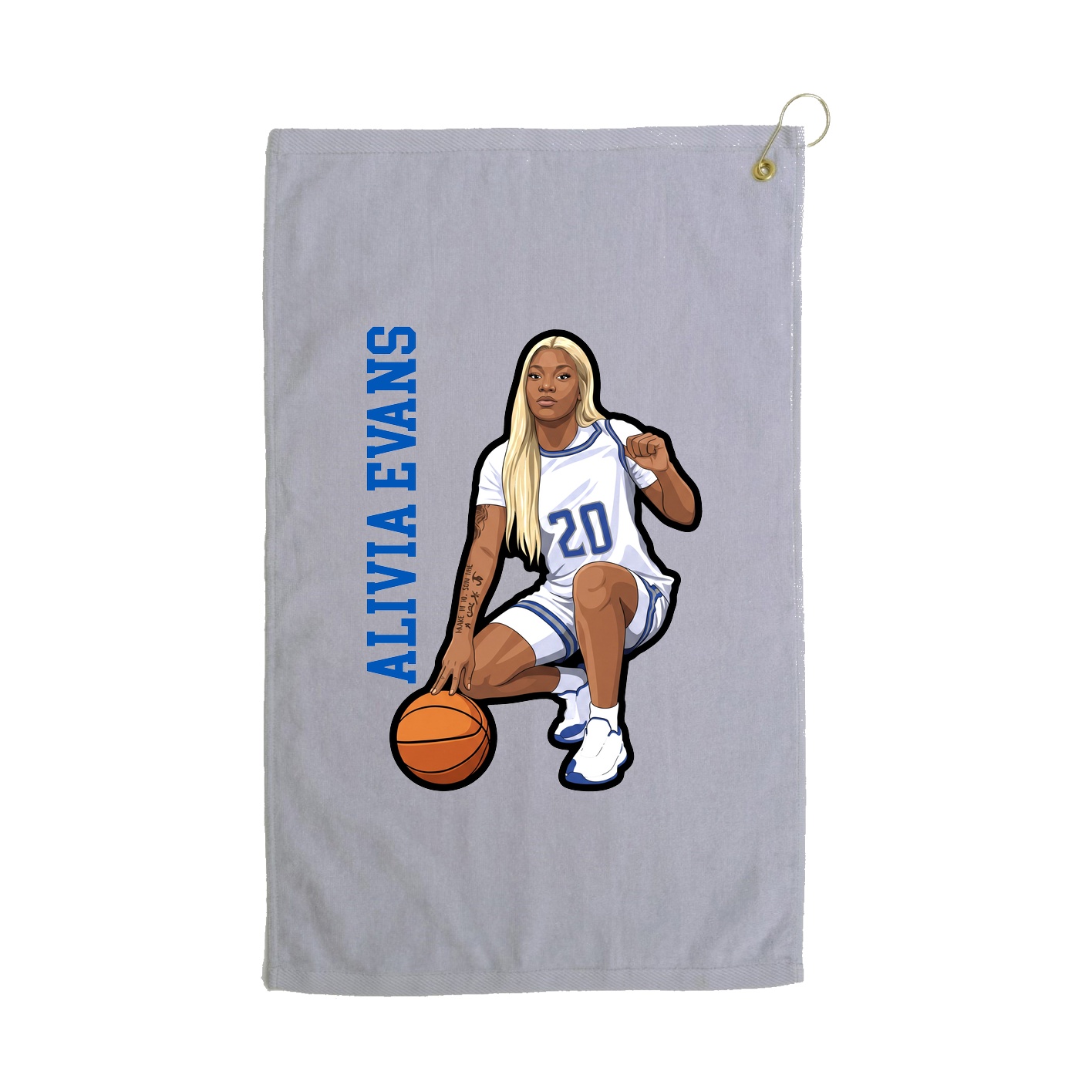 Golf Towel — Name Vertical in Grey