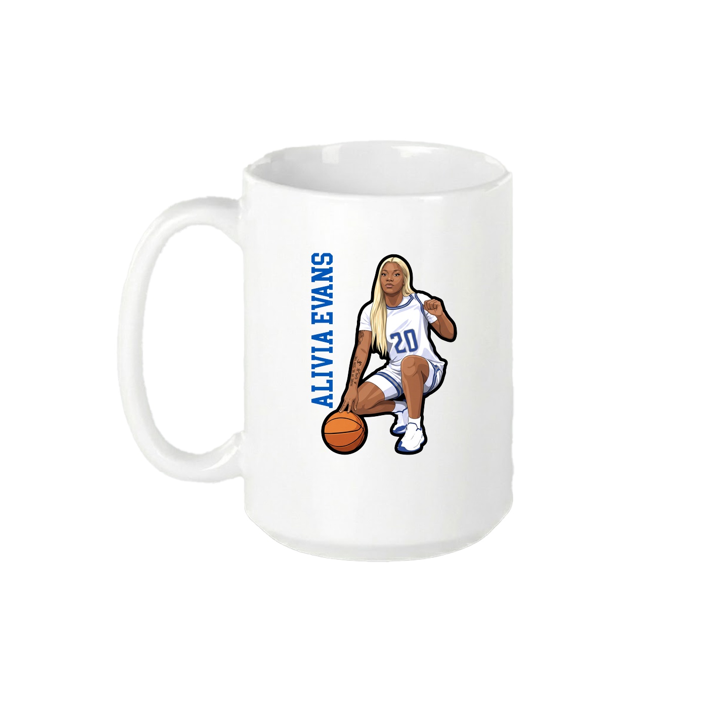 15oz Coffee Mug — Name Vertical in White