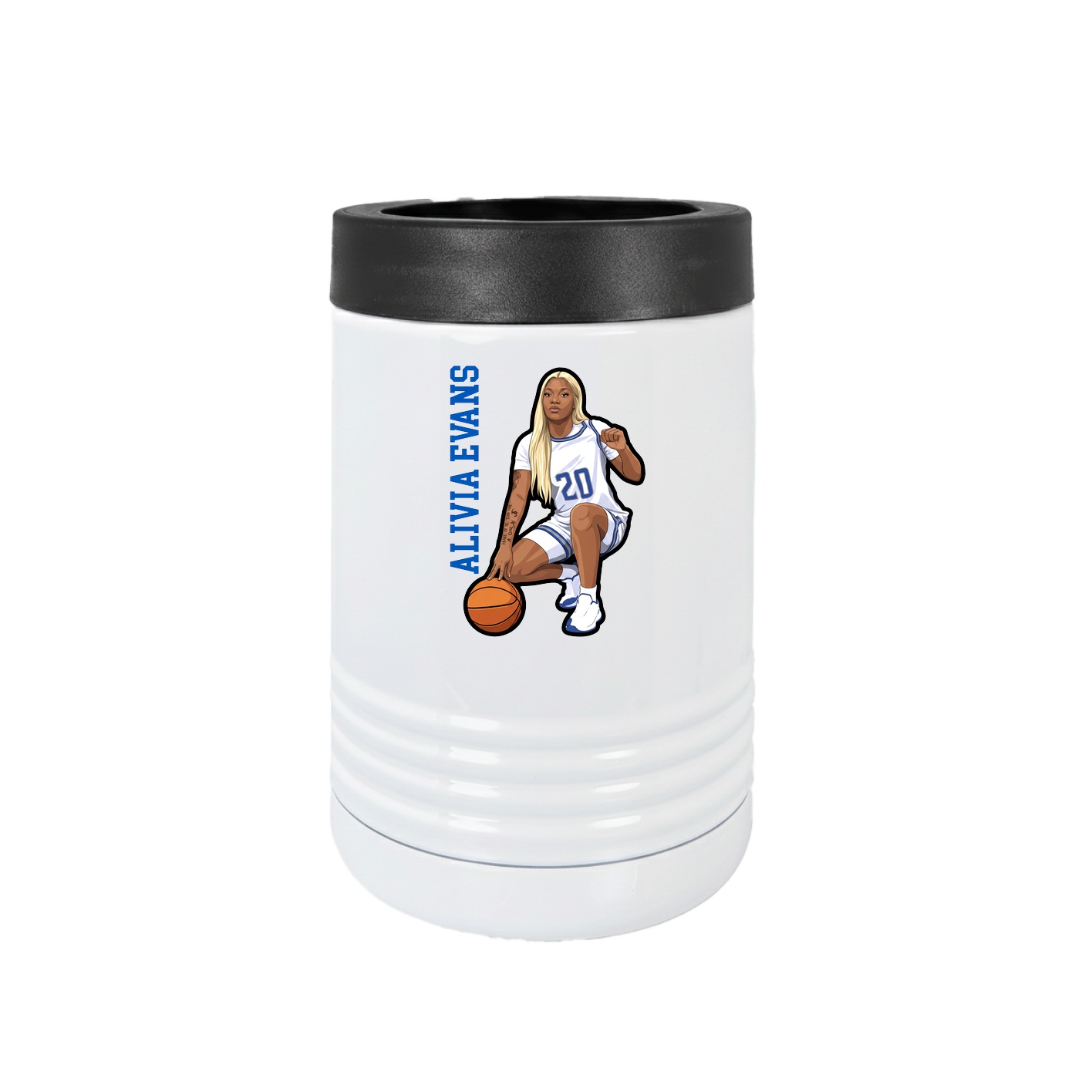 Beverage Holder — Name Vertical in White