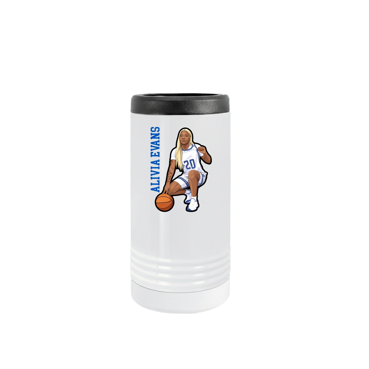 Slim Beverage Holder — Name Vertical in White