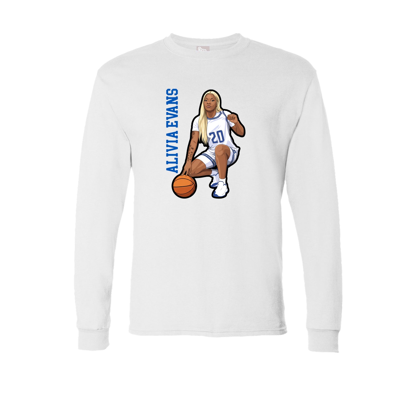Long Sleeve Tee — Name Vertical in White
