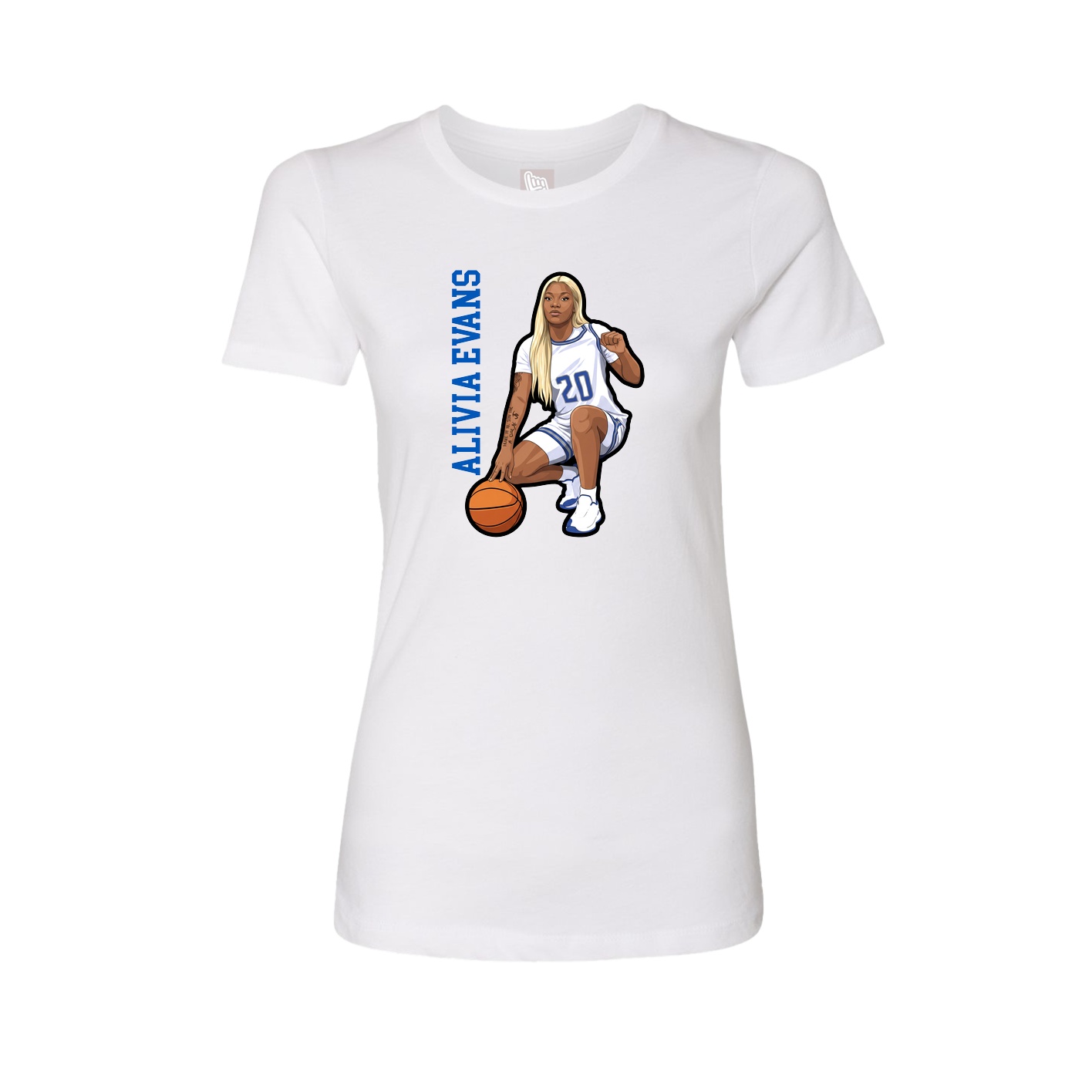 Fitted Women's Tee — Name Vertical in White