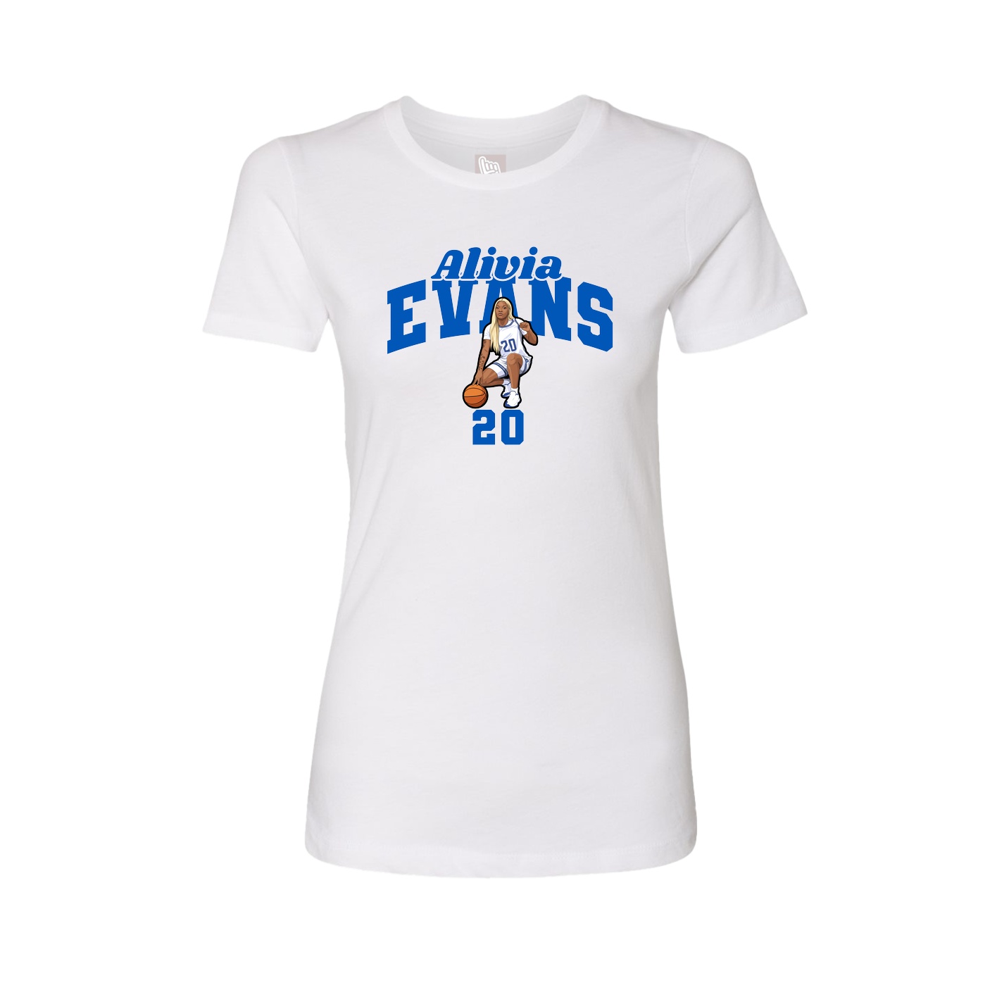 Fitted Women's Tee — Signature Arch in White