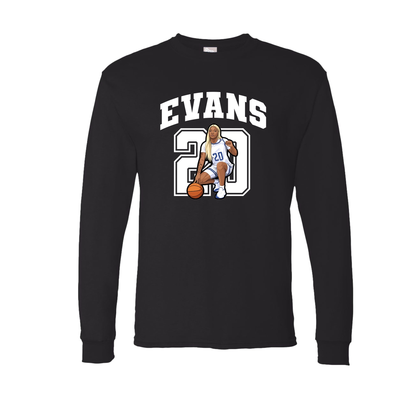 Long Sleeve Tee — Number in Black