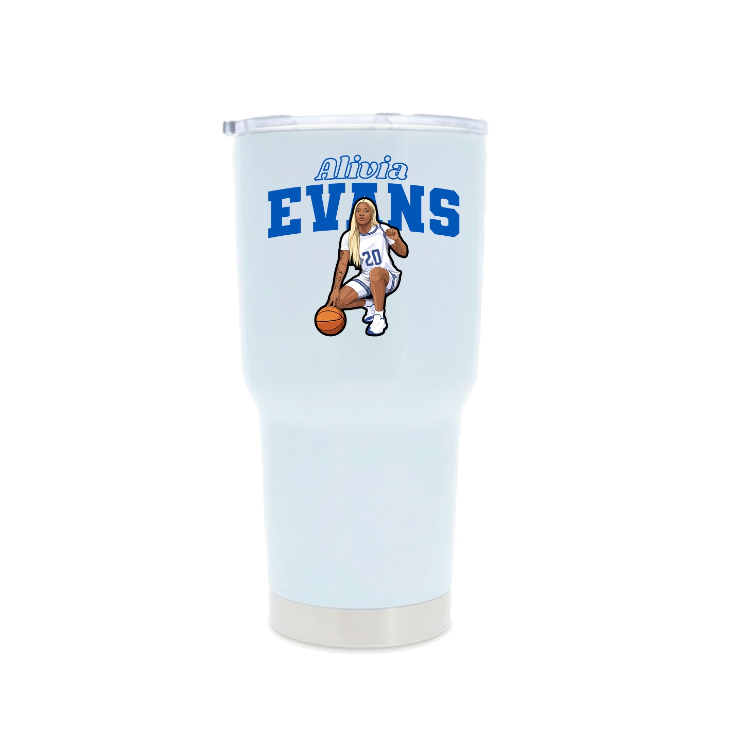 30oz Stainless Steel Tumbler — Name Arch in White