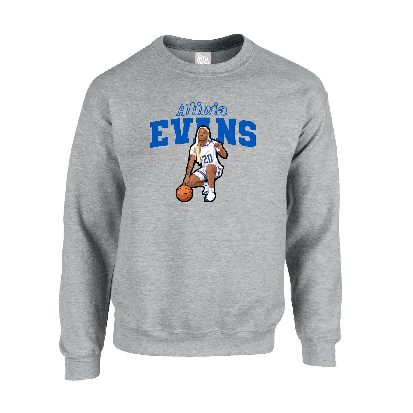 Fleece Crew — Name Arch in Grey