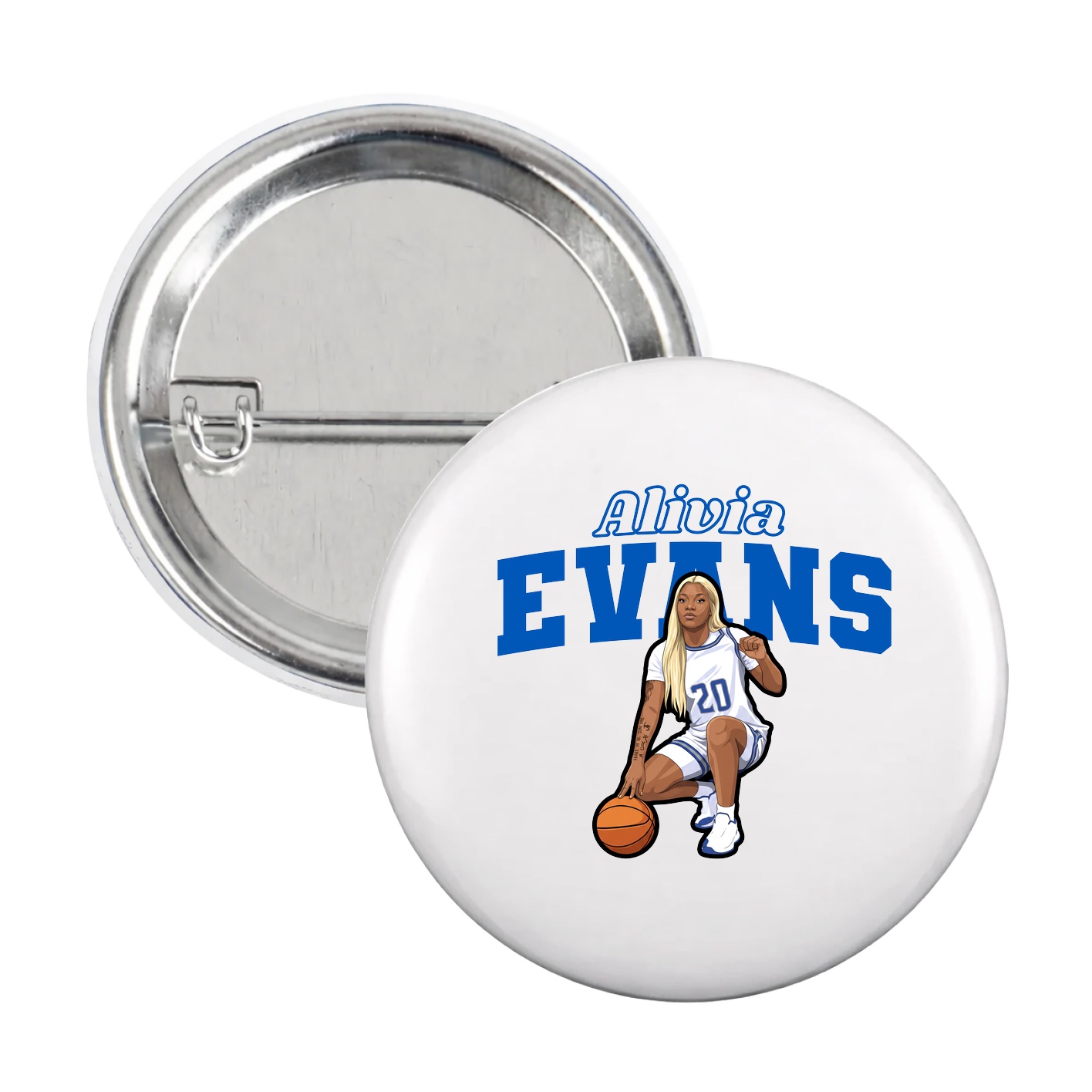 Game Day Button — Name Arch in White
