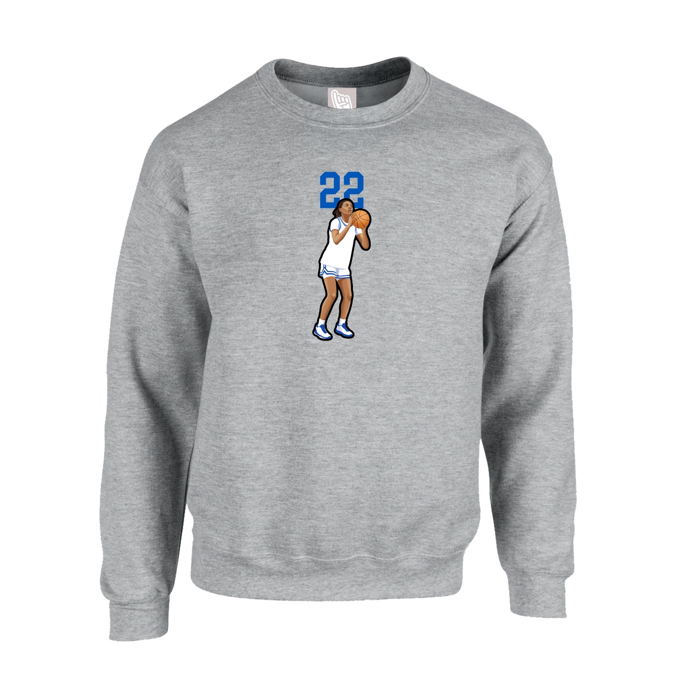 Fleece Crew — Number Top in Grey