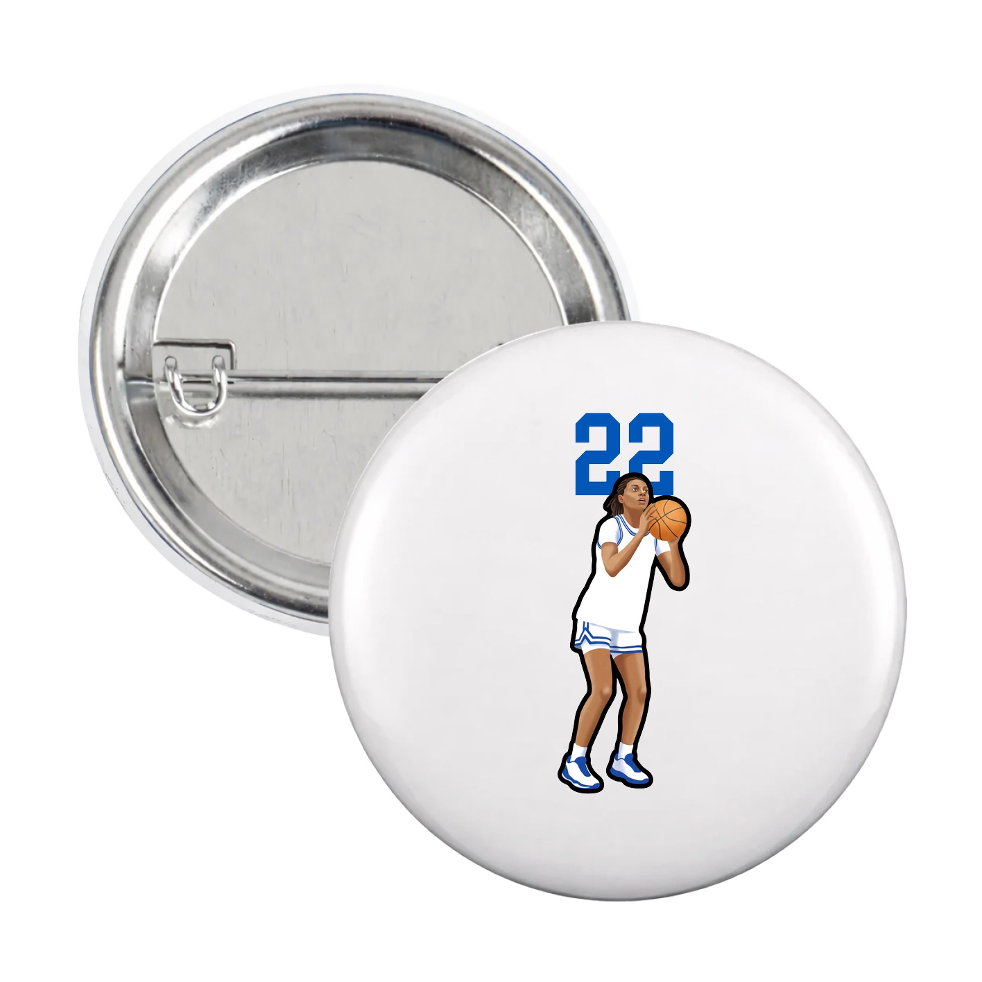 Game Day Button — Number Top in White