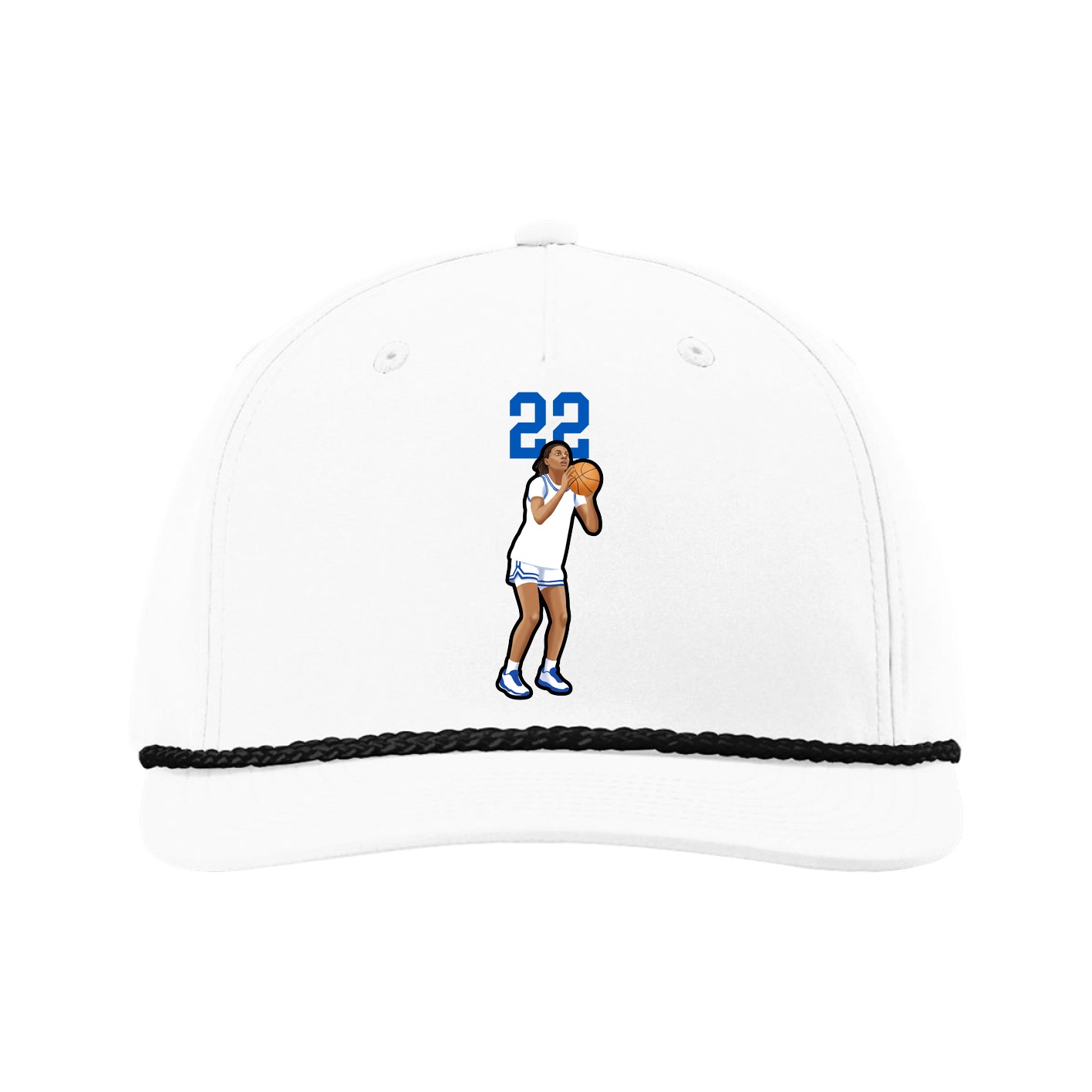 Five-Panel Classic Rope Cap — Number Top in White
