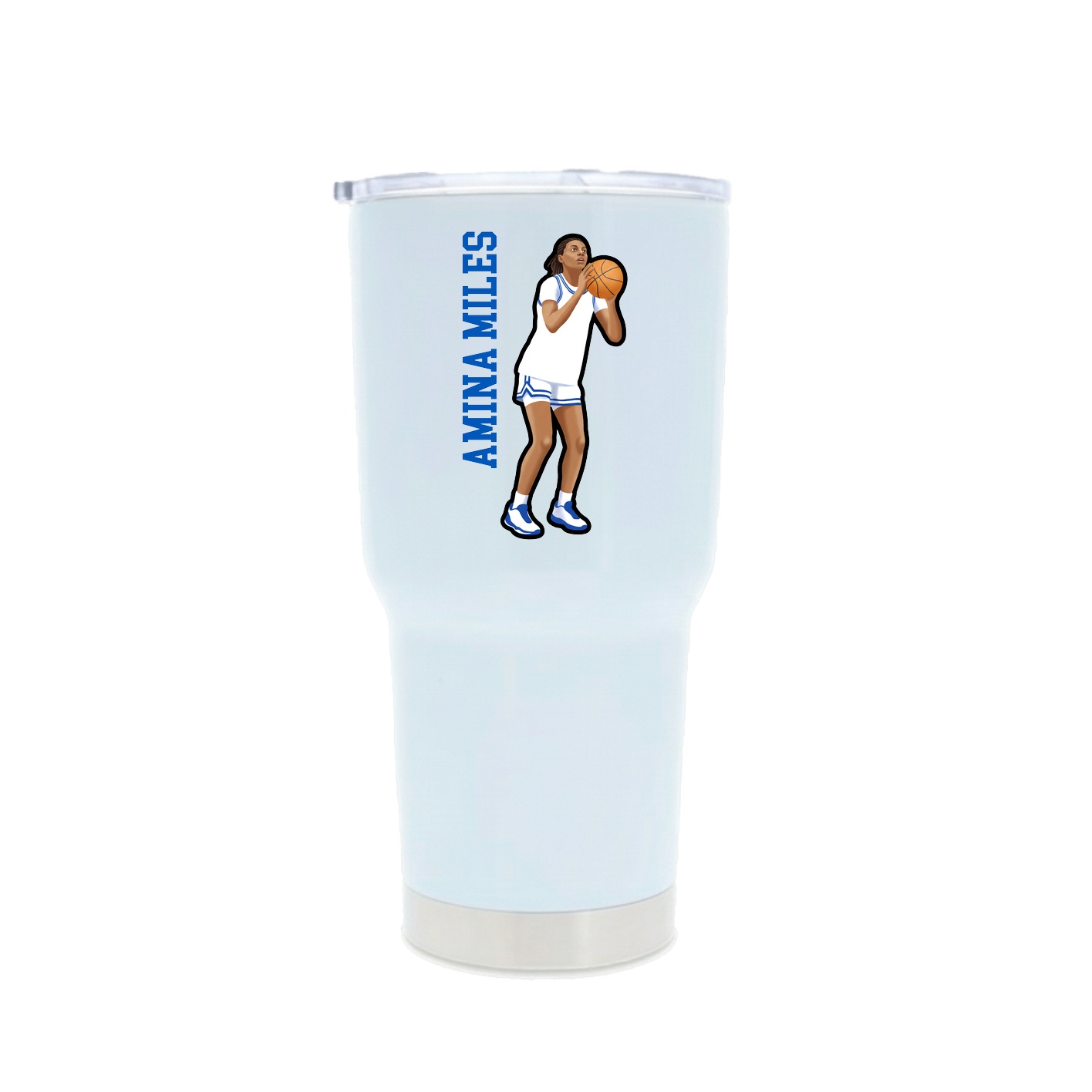 30oz Stainless Steel Tumbler — Name Vertical in White