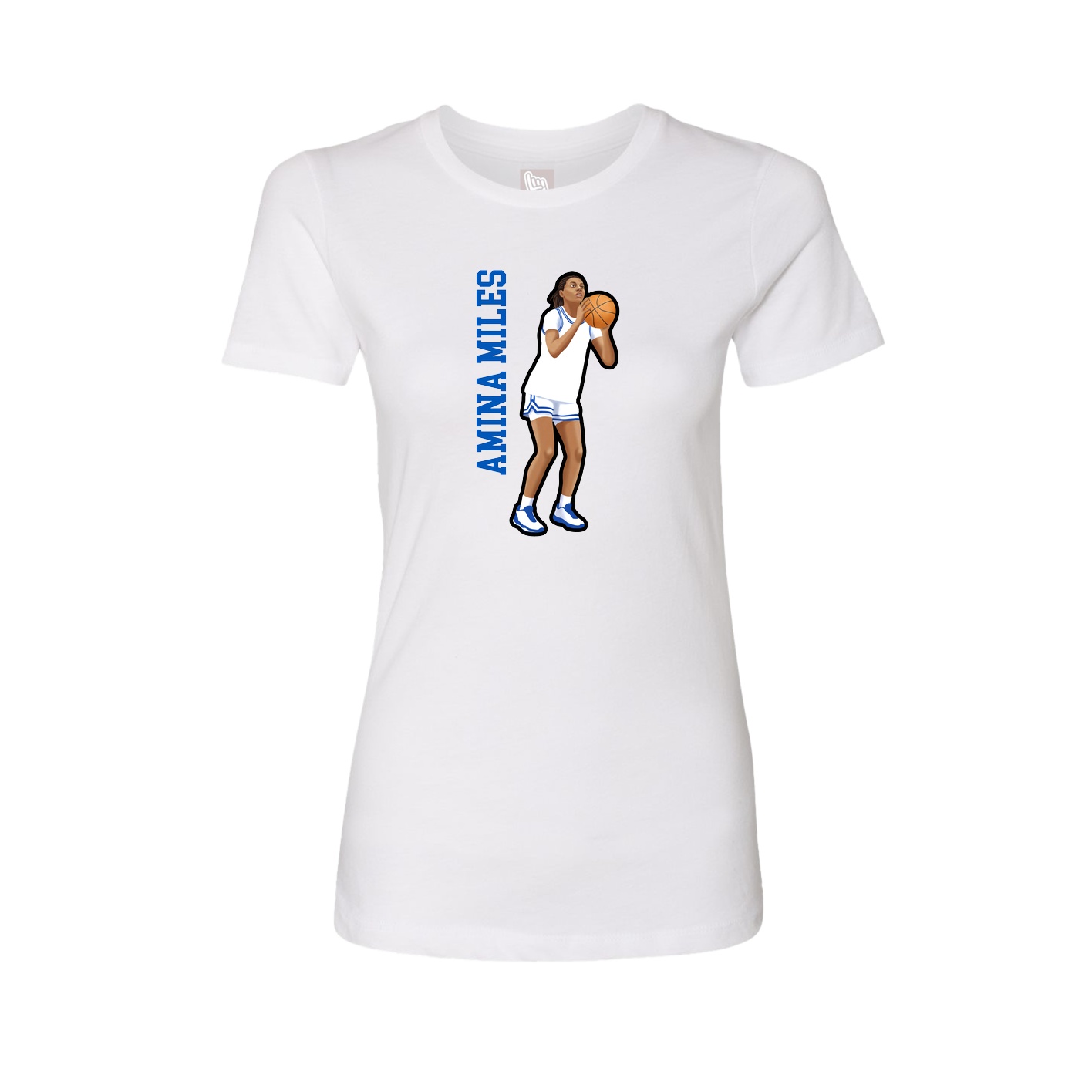 Fitted Women's Tee — Name Vertical in White