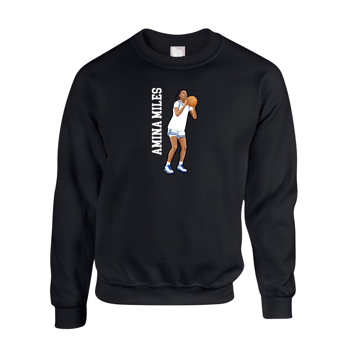 Fleece Crew — Name Vertical in Black
