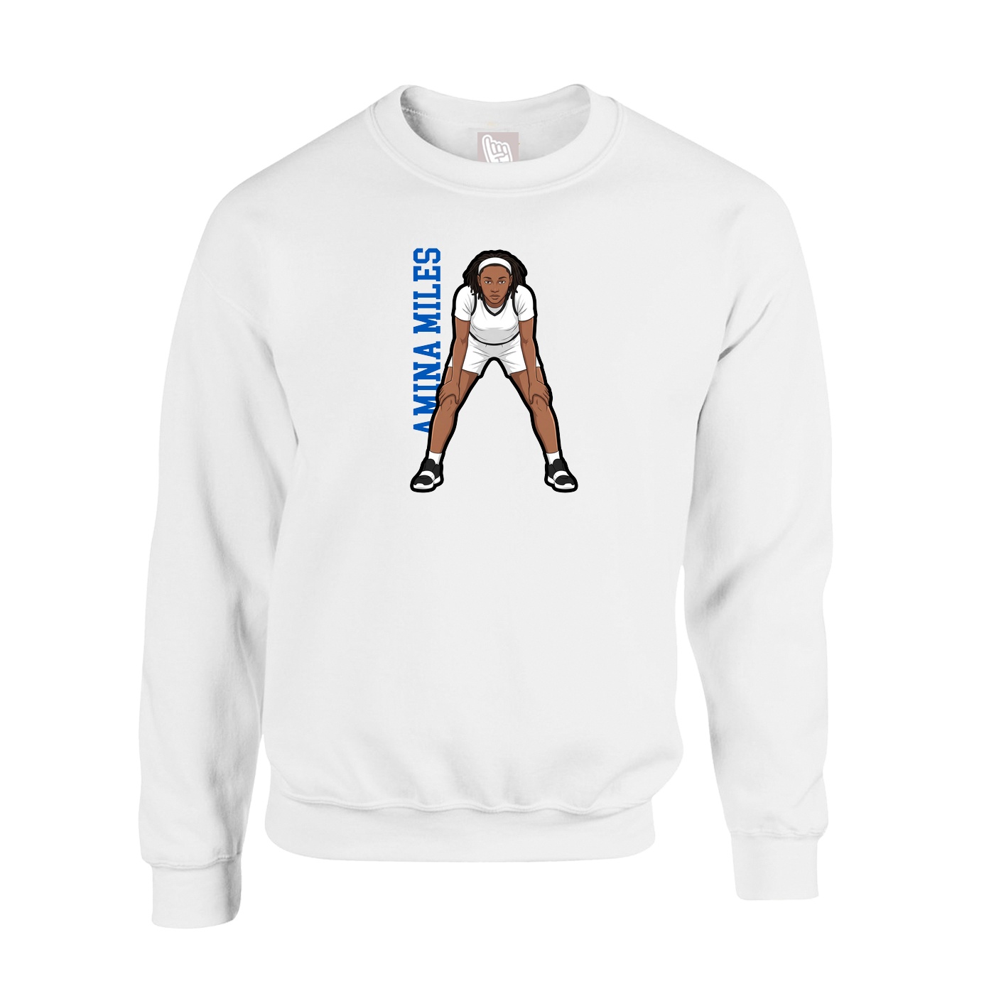 Fleece Crew — Name Vertical in White