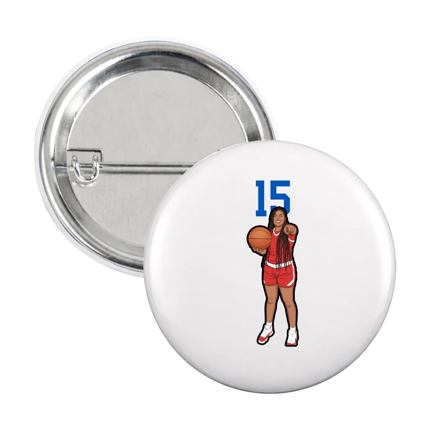 Game Day Button — Number Top in White