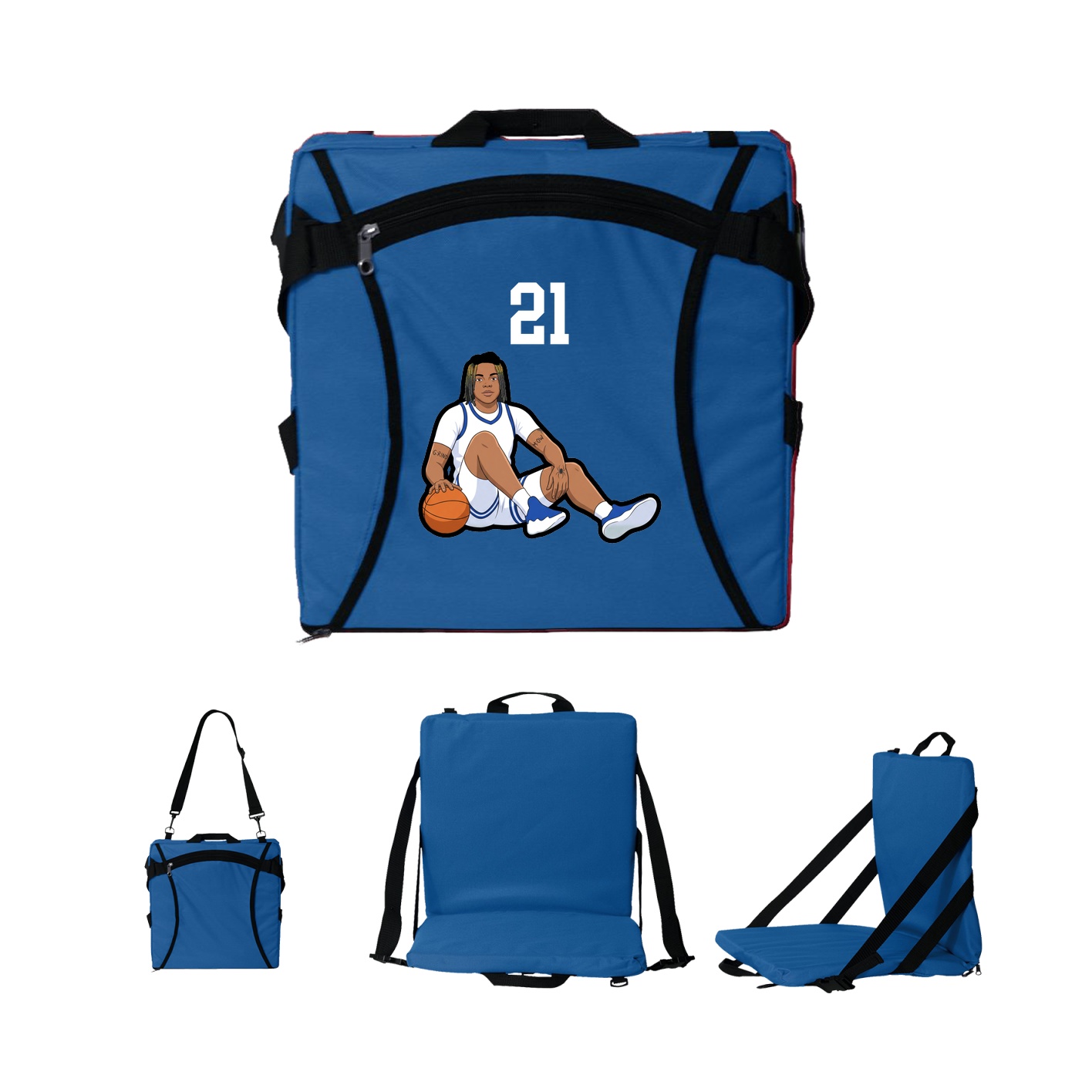 Folding Stadium Seat — Number Top in Royal