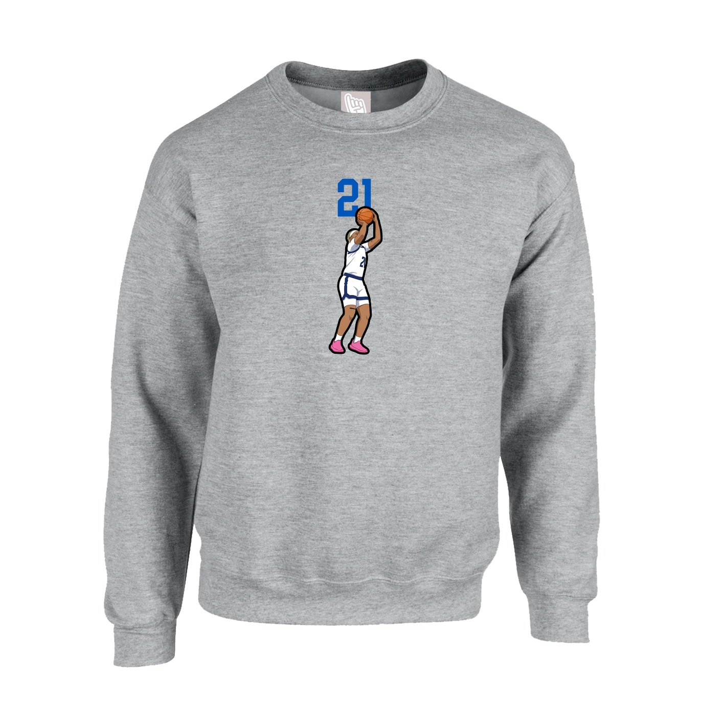 Fleece Crew — Number Top in Grey